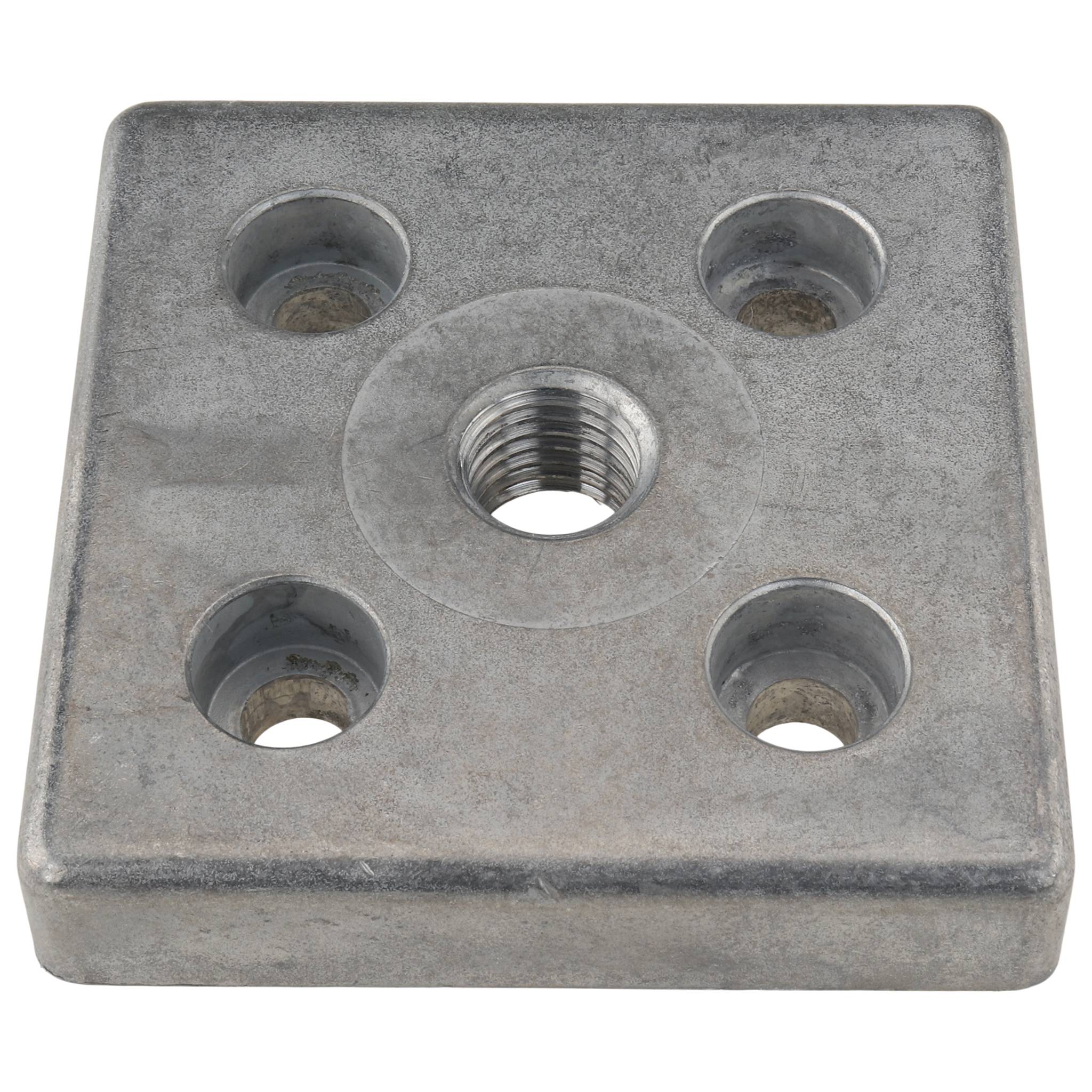 Platte, Transport- und Fußplatte M16, 80x80x16, Zink-Druckguß, blank