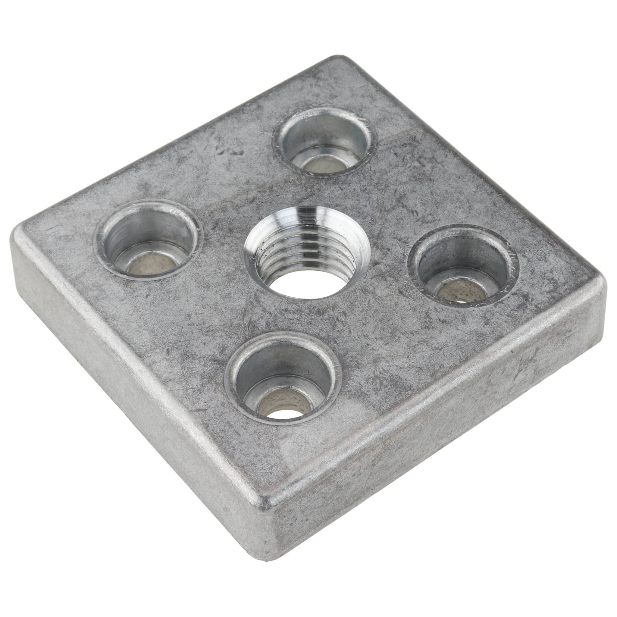 Platte, Transport- und Fußplatte M20, 80x80x16, Zink-Druckguß, blank