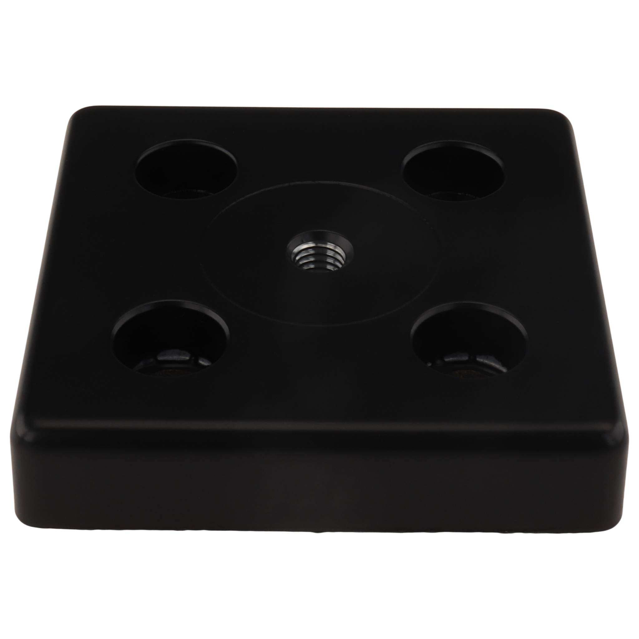 Platte, Transport- und Fußplatte M8, 80x80x16, Zink-Druckguß, pulverbeschichtet, schwarz