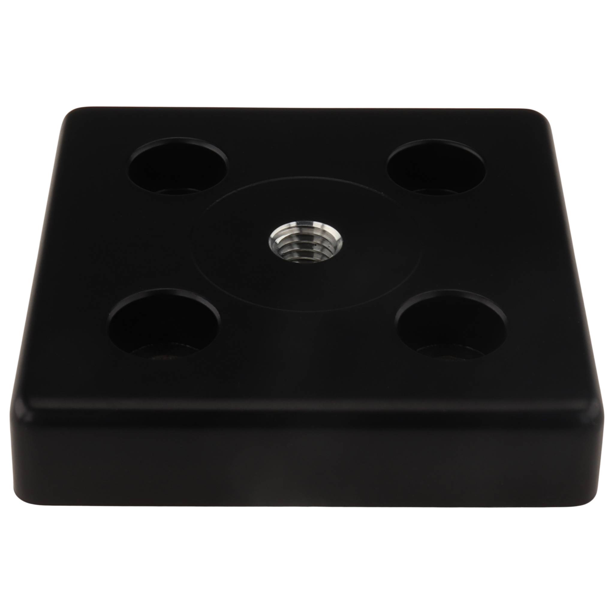 Platte, Transport- und Fußplatte M10, 80x80x16, Zink-Druckguß, pulverbeschichtet, schwarz