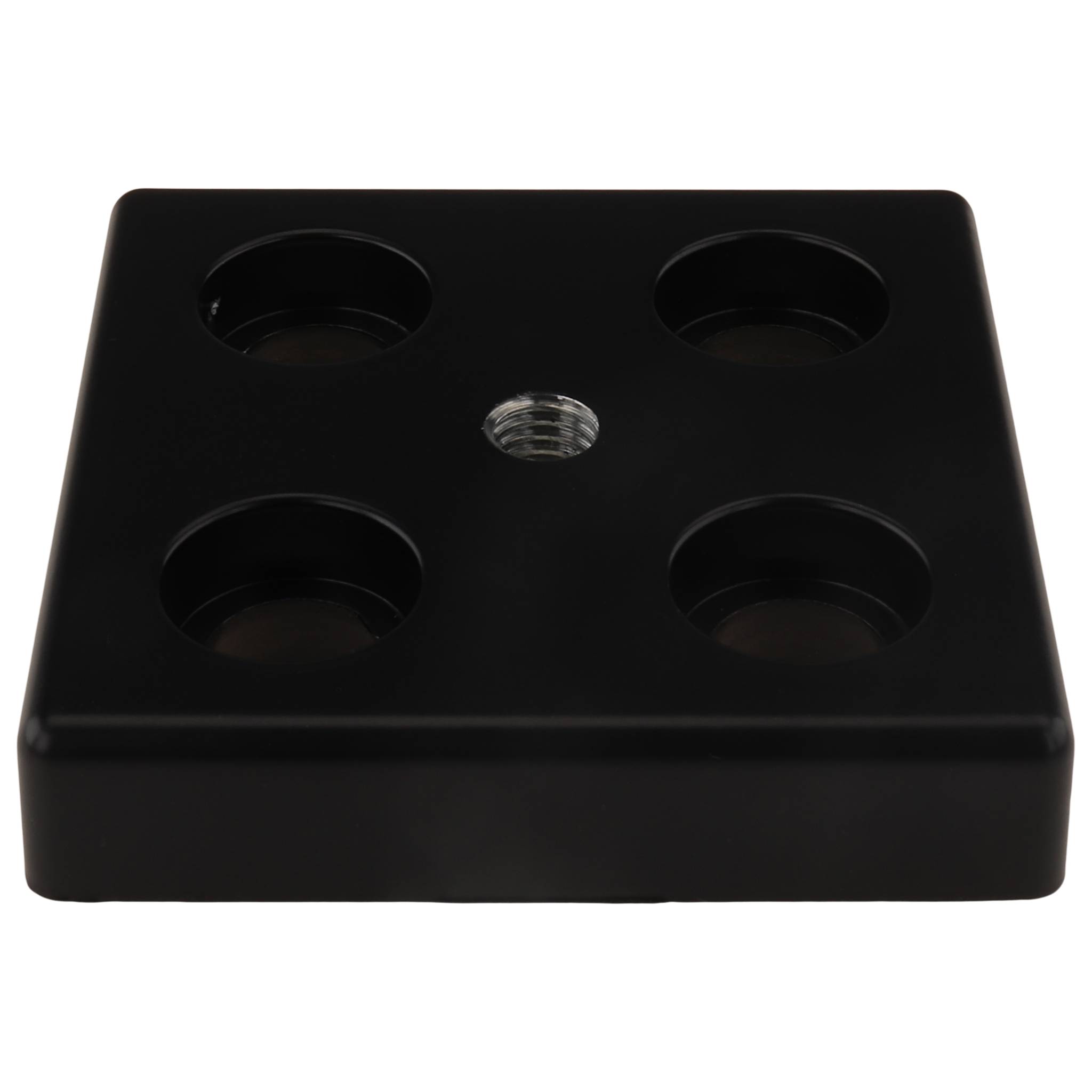 Platte, Transport- und Fußplatte M10, 80x80x16, Zink-Druckguß, pulverbeschichtet, schwarz