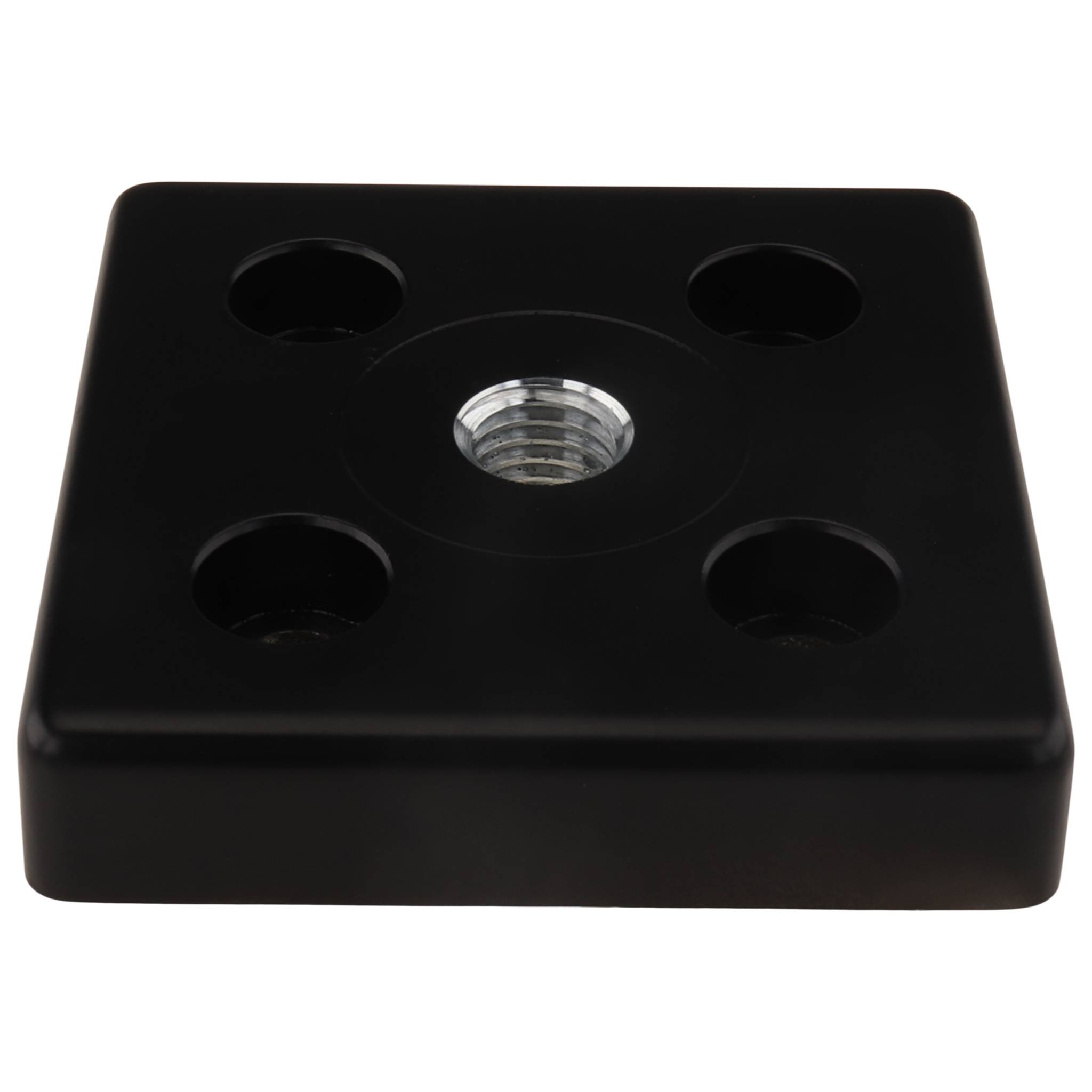 Platte, Transport- und Fußplatte M14, 80x80x16, Zink-Druckguß, pulverbeschichtet, schwarz