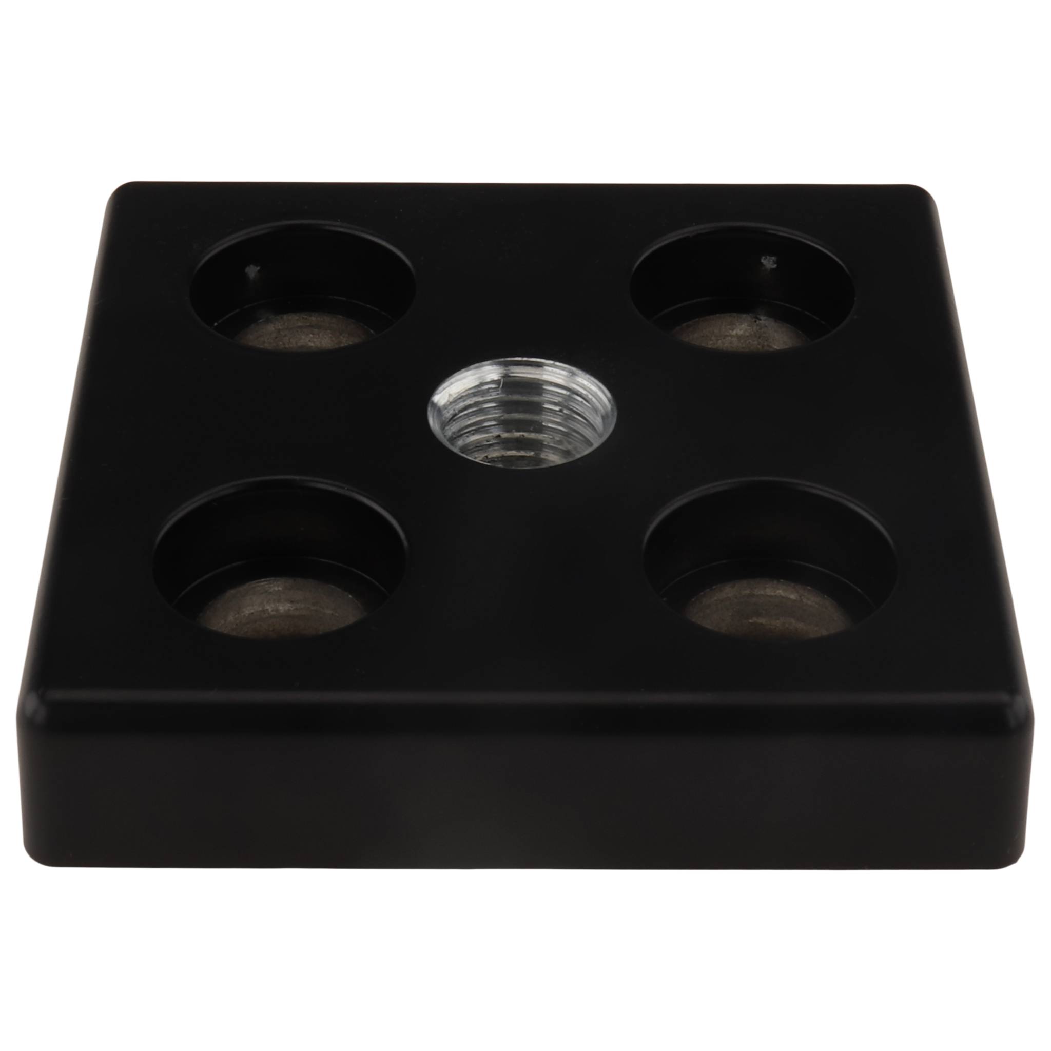 Platte, Transport- und Fußplatte M16, 80x80x16, Zink-Druckguß, pulverbeschichtet, schwarz