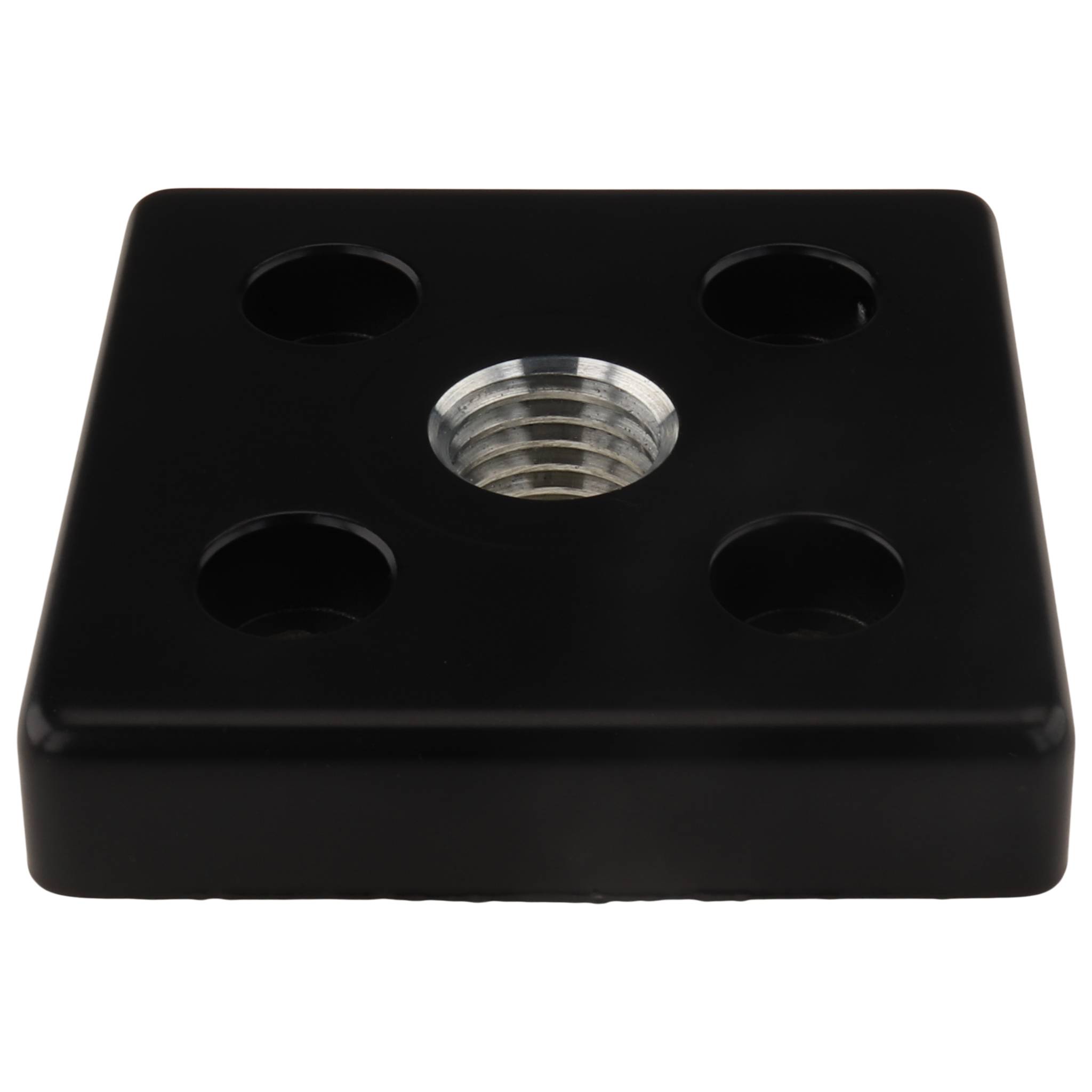 Platte, Transport- und Fußplatte M20, 80x80x16, Zink-Druckguß, pulverbeschichtet, schwarz