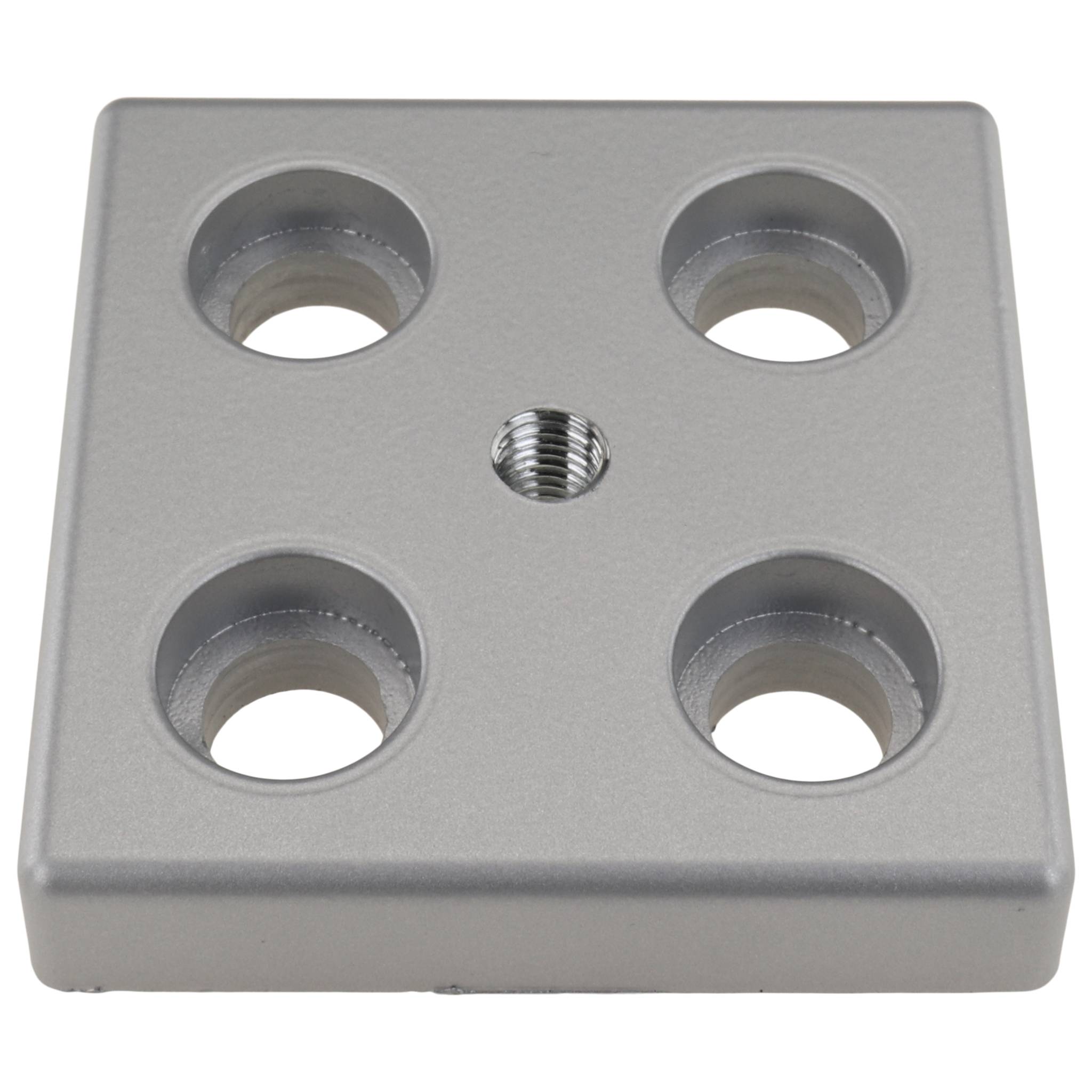 Platte, Transport- und Fußplatte M10, 80x80x16, Zink-Druckguß, pulverbeschichtet, alufarbig