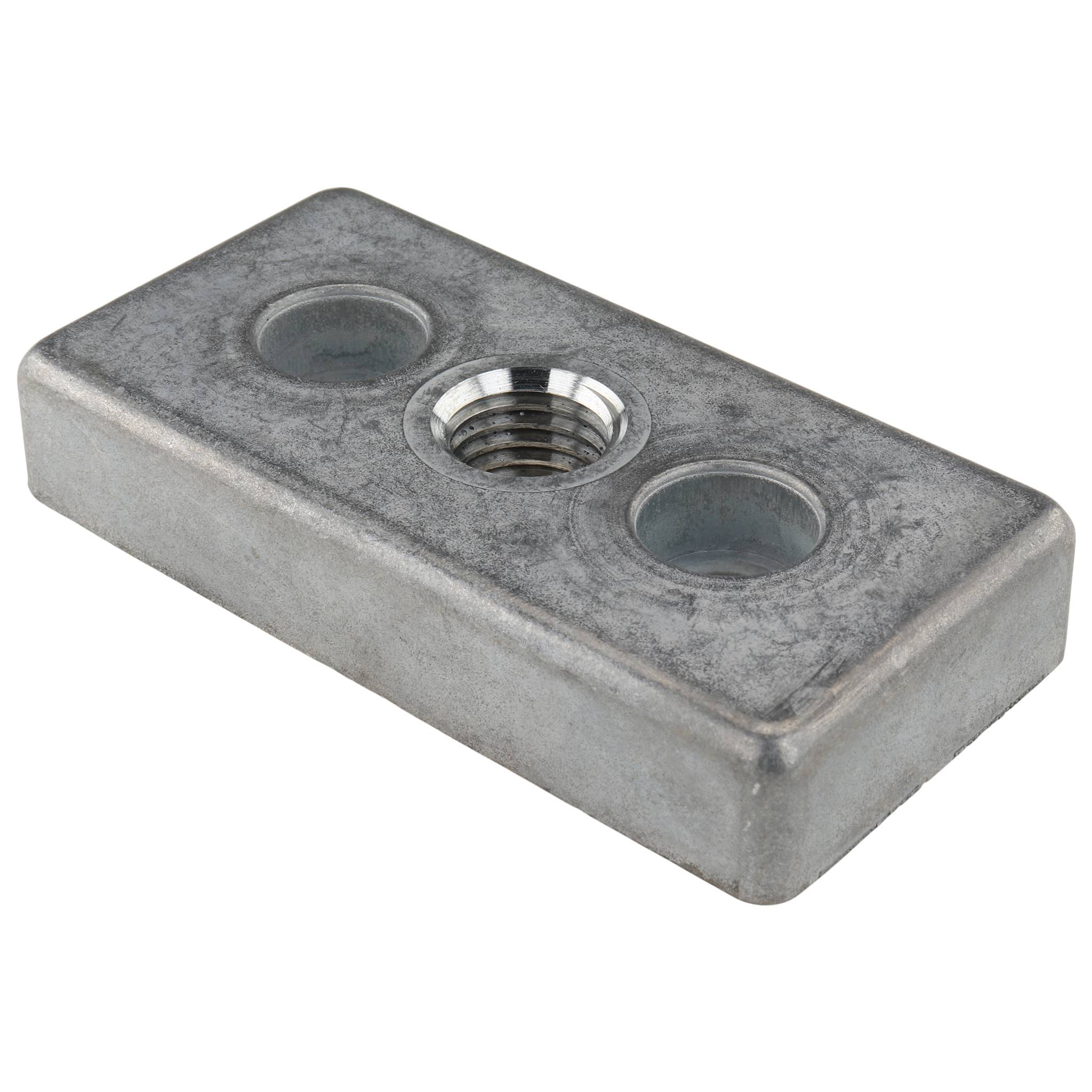 Platte, Transport- und Fußplatte M16, 45x90x16, Zink-Druckguß, blank