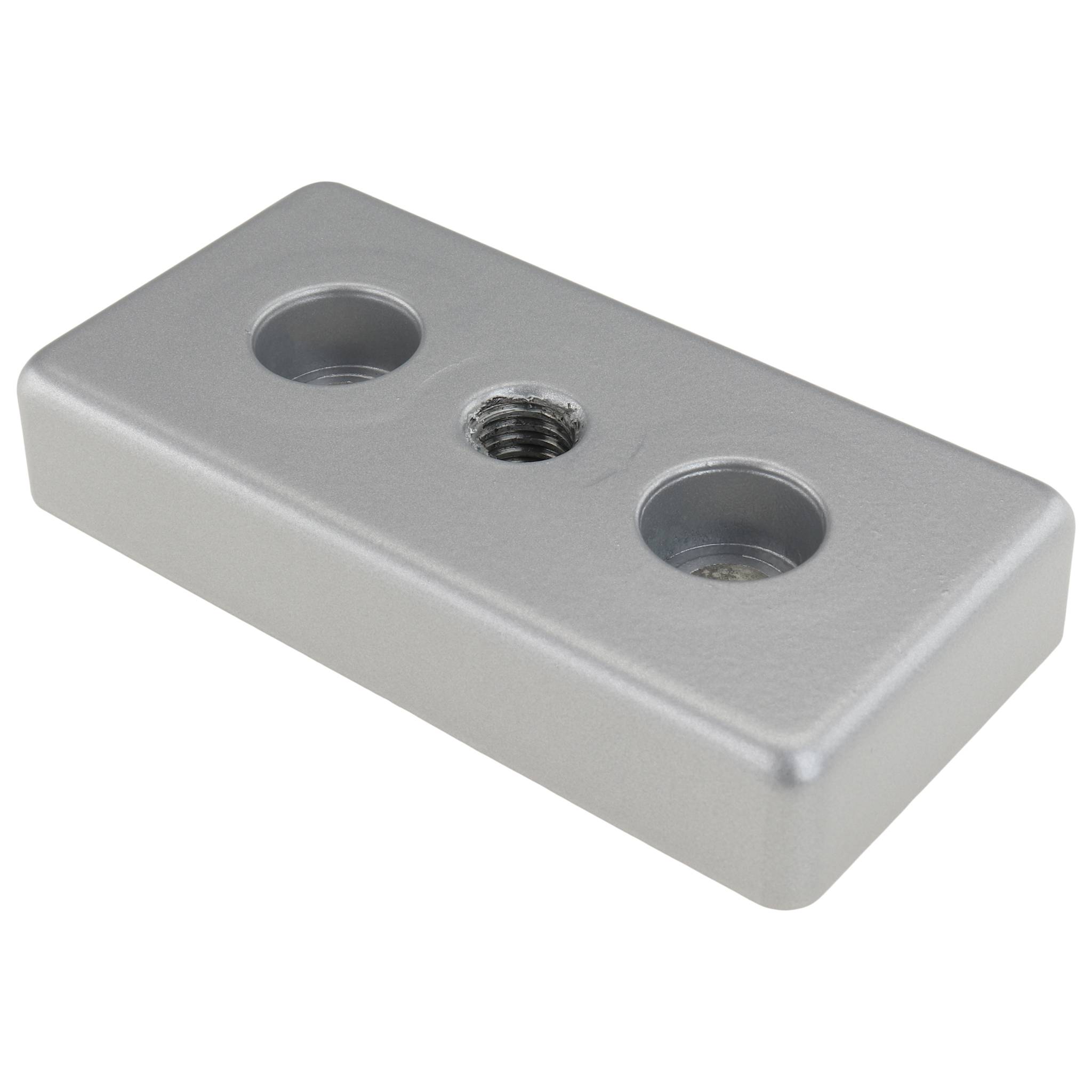 Platte, Transport- und Fußplatte M10, 45x90x16, Zink-Druckguß, pulverbeschichtet, alufarbig