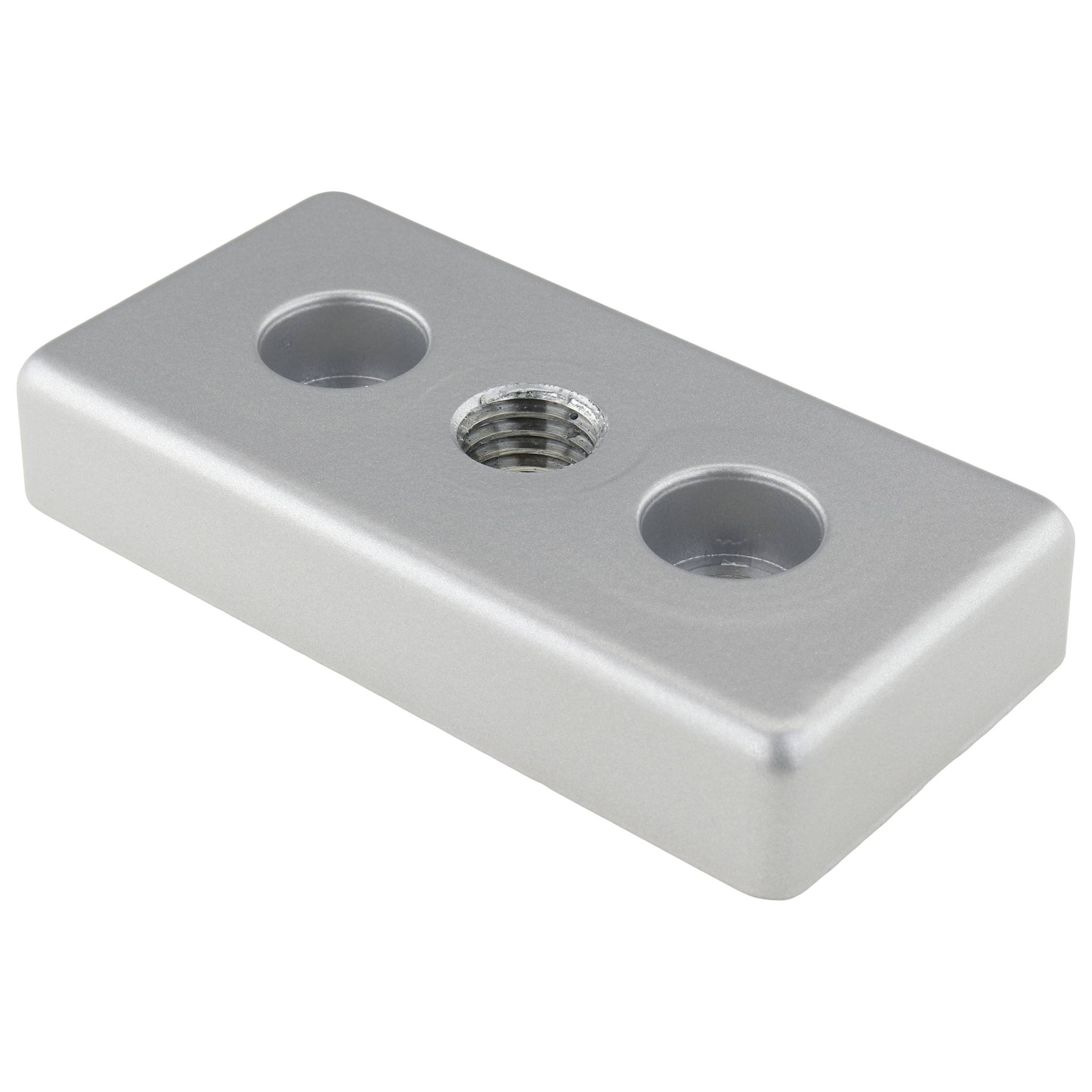 Platte, Transport- und Fußplatte M14, 45x90x16, Zink-Druckguß, pulverbeschichtet, alufarbig