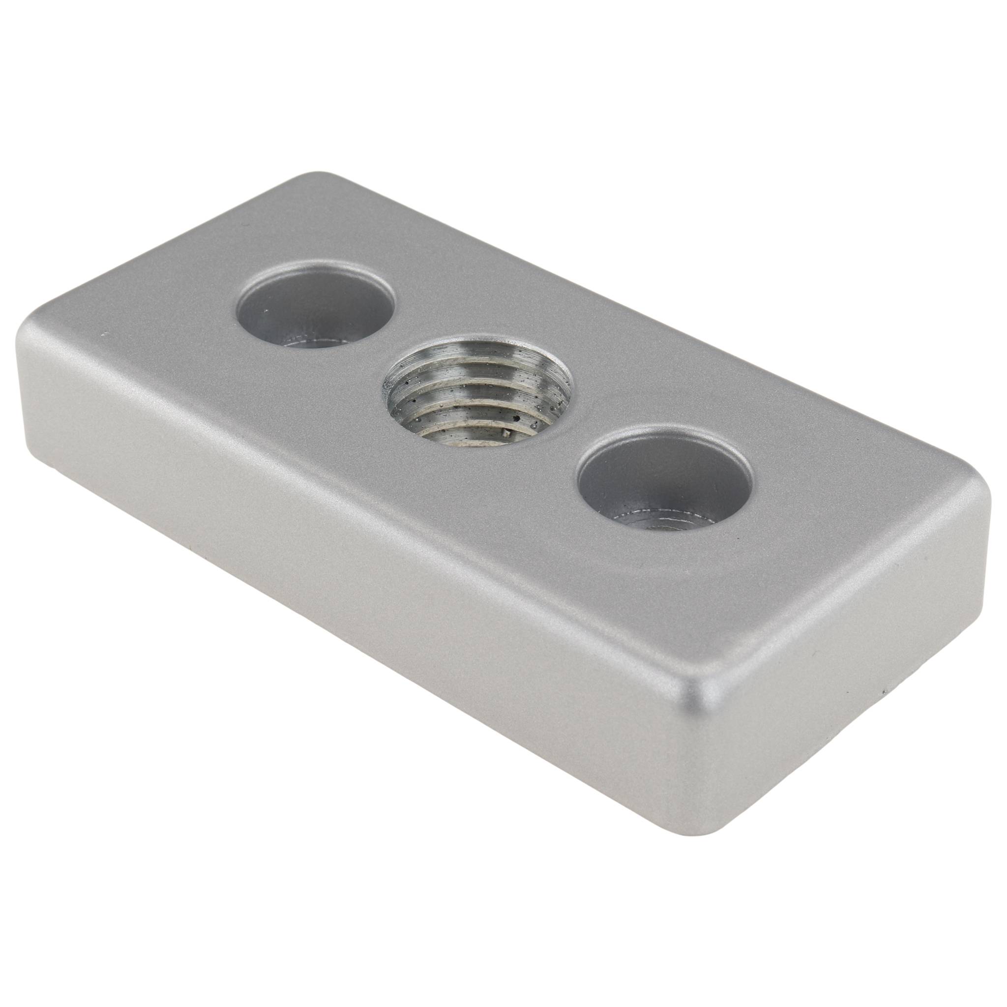 Platte, Transport- und Fußplatte M20, 45x90x16, Zink-Druckguß, pulverbeschichtet, alufarbig