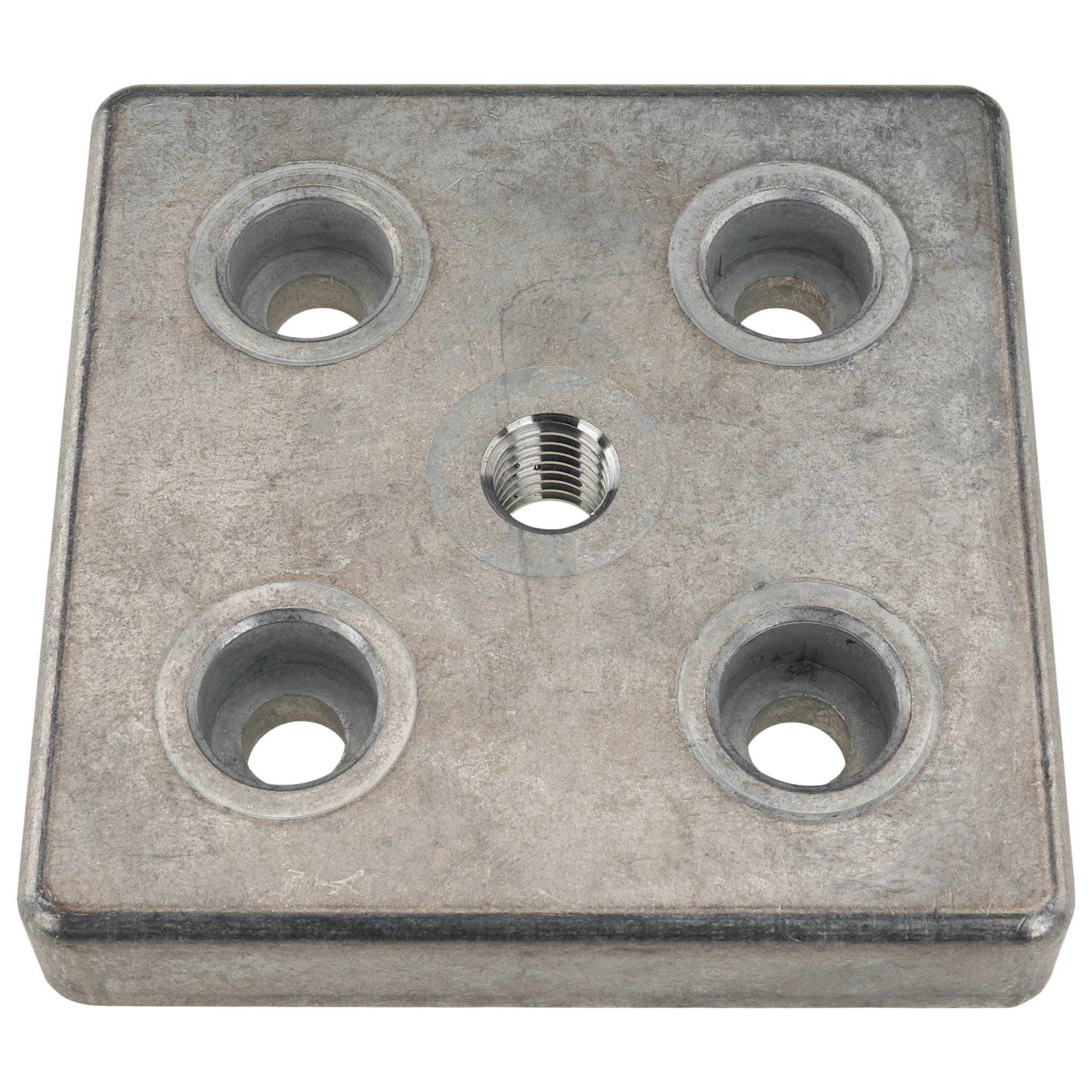 Platte, Transport- und Fußplatte M12, 90x90x16, Zink-Druckguß, blank