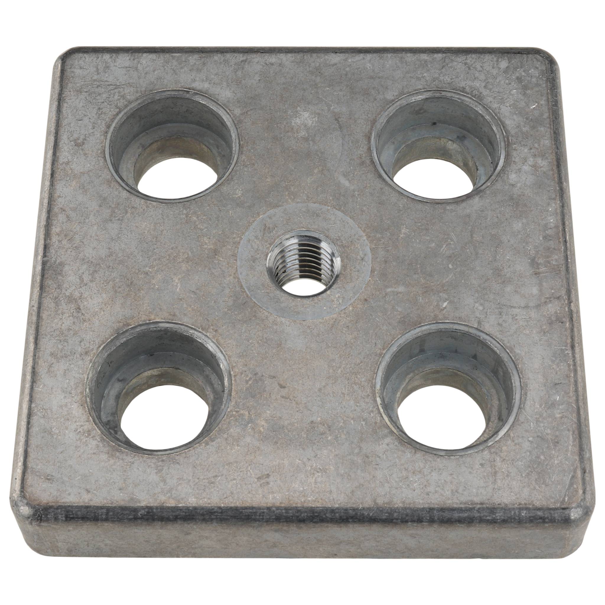 Platte, Transport- und Fußplatte M12, 90x90x16, Zink-Druckguß, blank