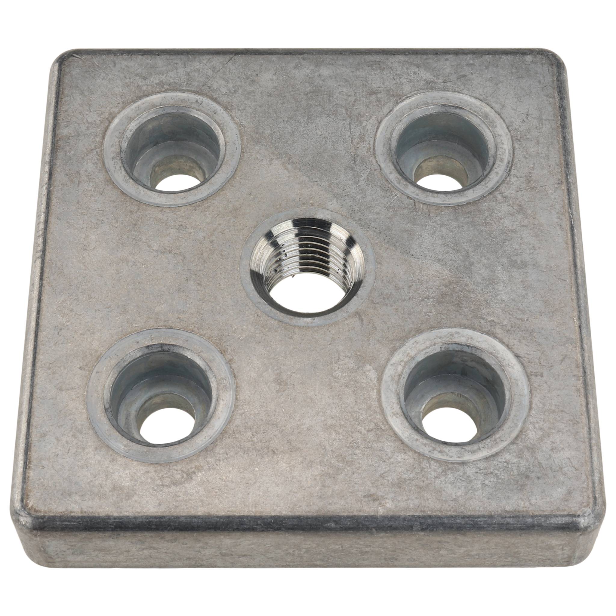 Platte, Transport- und Fußplatte M16, 90x90x16, Zink-Druckguß, blank