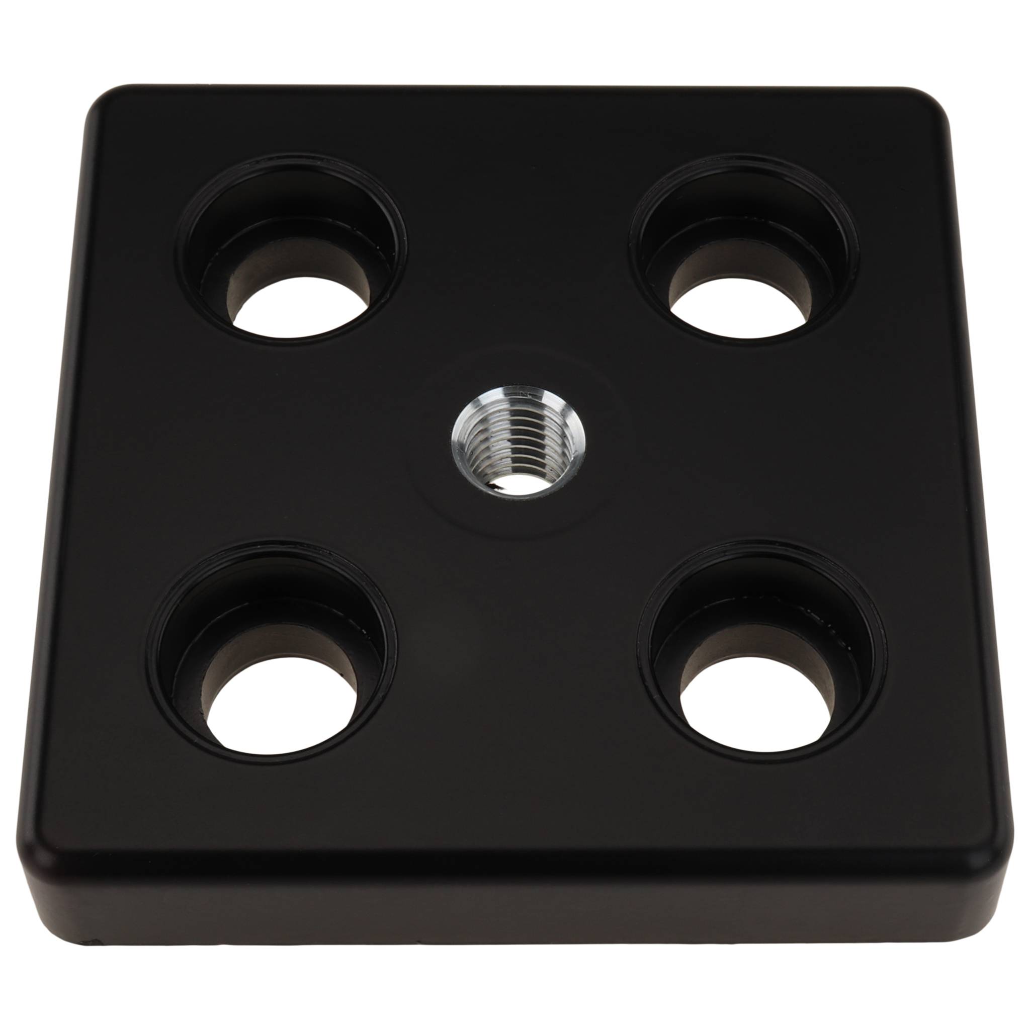 Platte, Transport- und Fußplatte M12, 90x90x16, Zink-Druckguß, pulverbeschichtet, schwarz