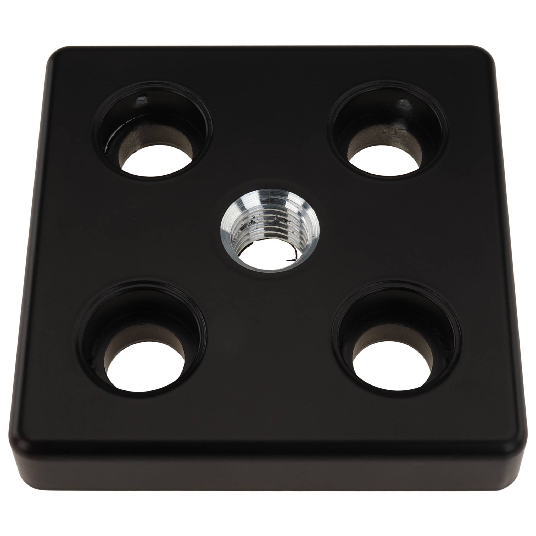 Platte, Transport- und Fußplatte M16, 90x90x16, Zink-Druckguß, pulverbeschichtet, schwarz