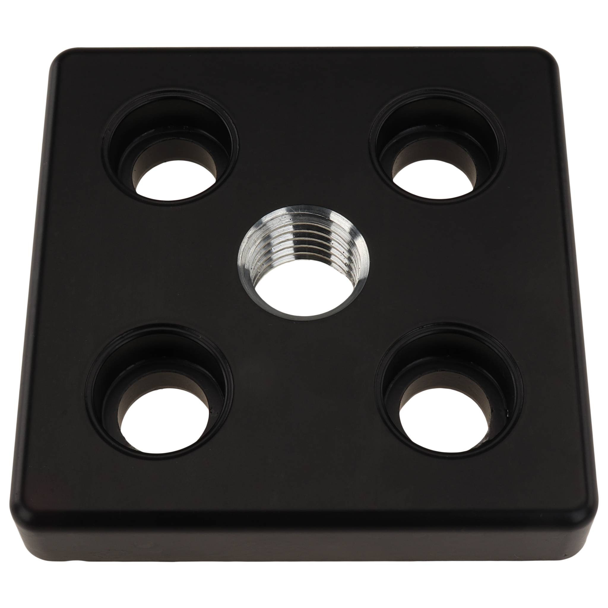 Platte, Transport- und Fußplatte M20, 90x90x16, Zink-Druckguß, pulverbeschichtet, schwarz