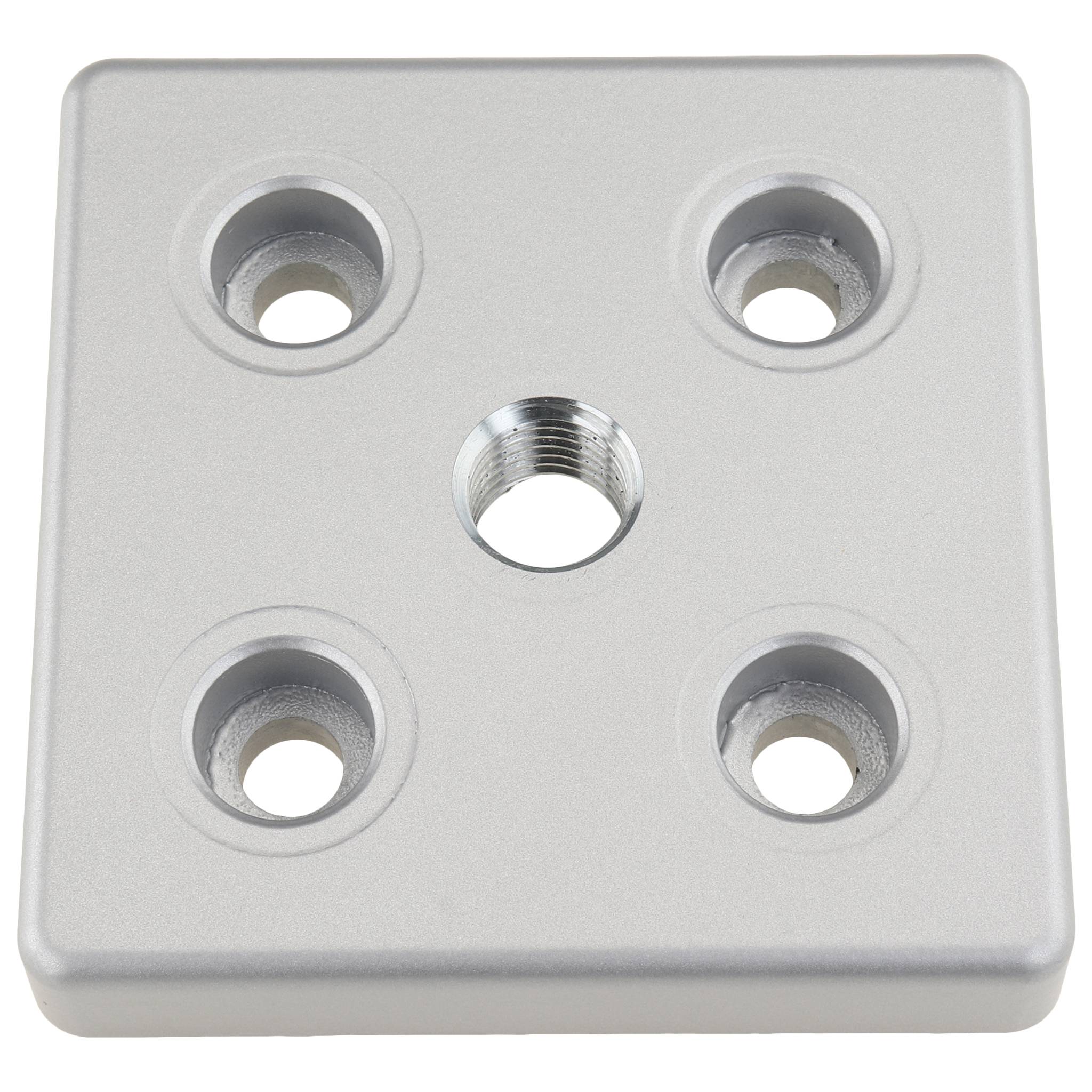 Platte, Transport- und Fußplatte M16, 90x90x16, Zink-Druckguß, pulverbeschichtet, alufarbig