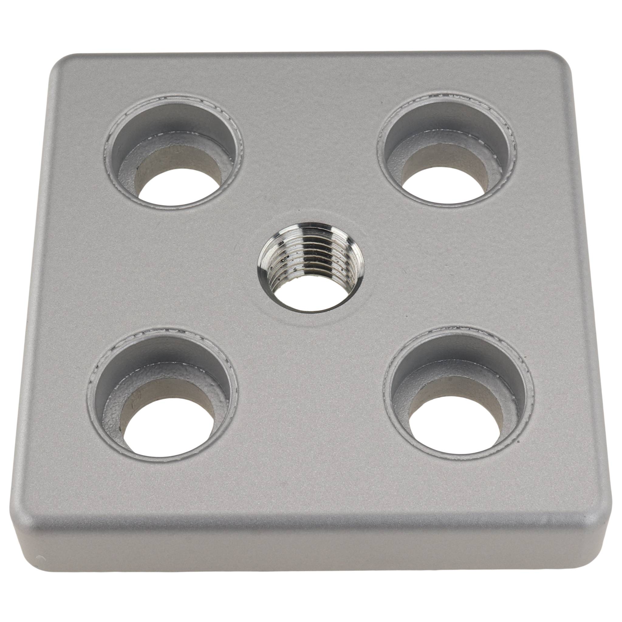 Platte, Transport- und Fußplatte M16, 90x90x16, Zink-Druckguß, pulverbeschichtet, alufarbig