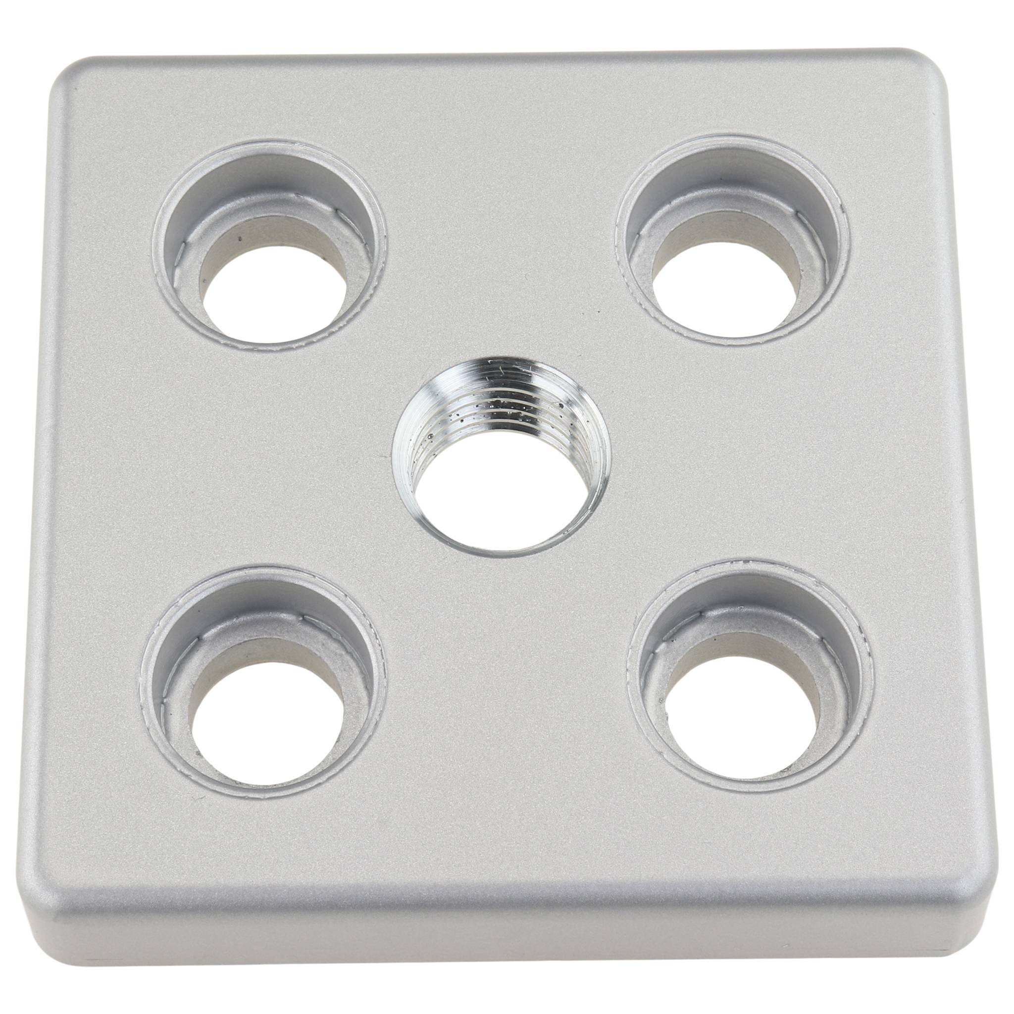 Platte, Transport- und Fußplatte M20, 90x90x16, Zink-Druckguß, pulverbeschichtet, alufarbig