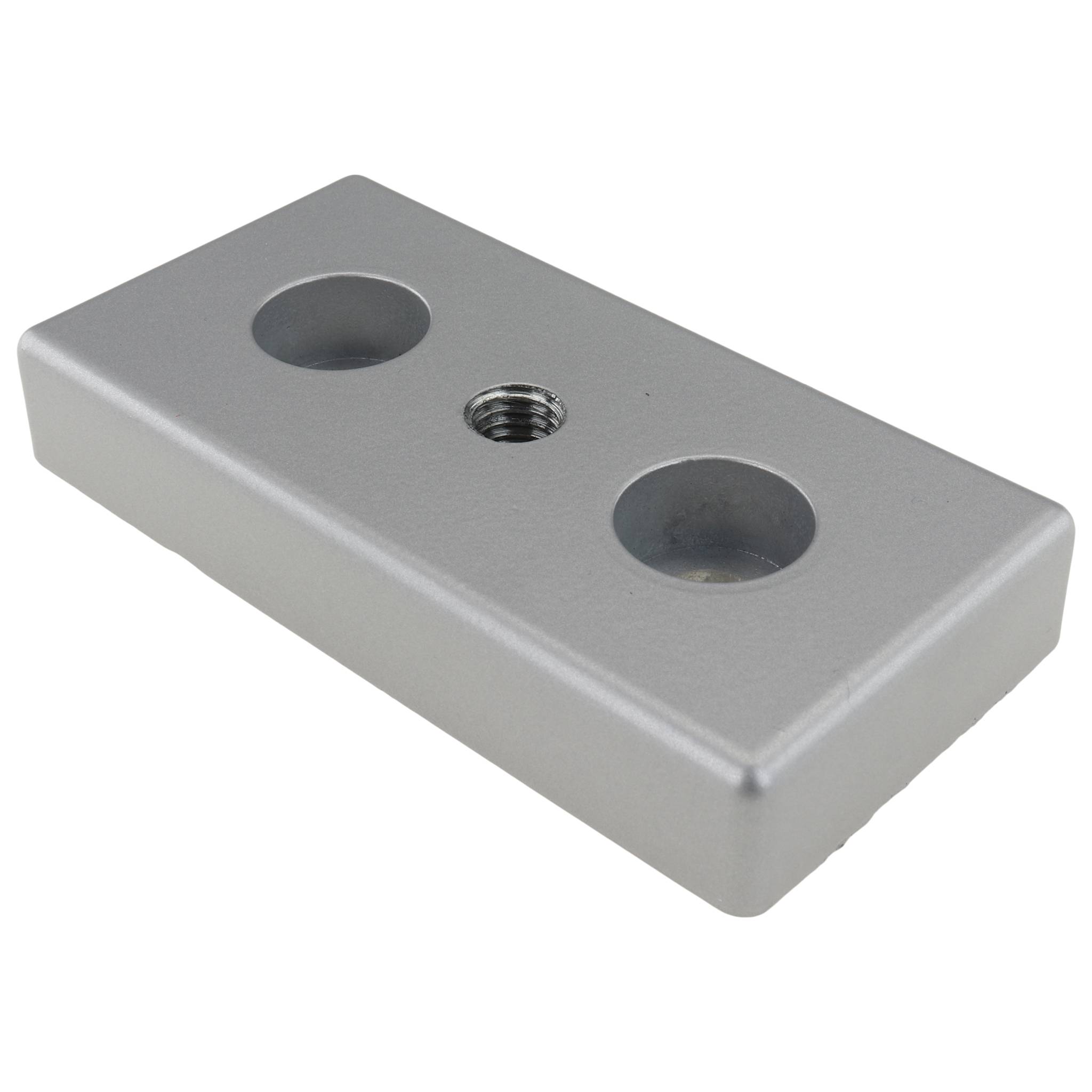 Platte, Transport- und Fußplatte M10, 50x100x16, Zink-Druckguß, pulverbeschichtet, alufarbig