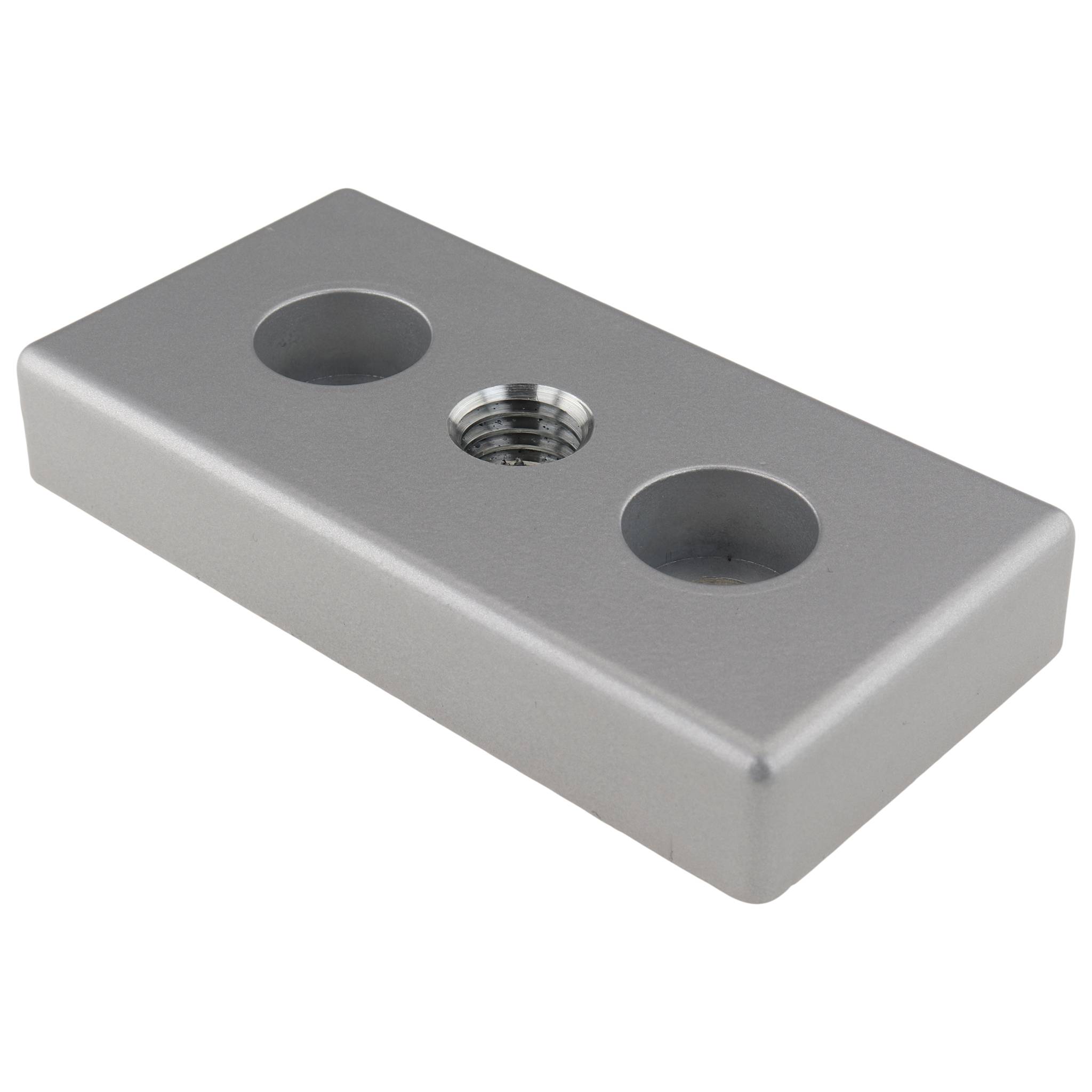 Platte, Transport- und Fußplatte M14, 50x100x16, Zink-Druckguß, pulverbeschichtet, alufarbig