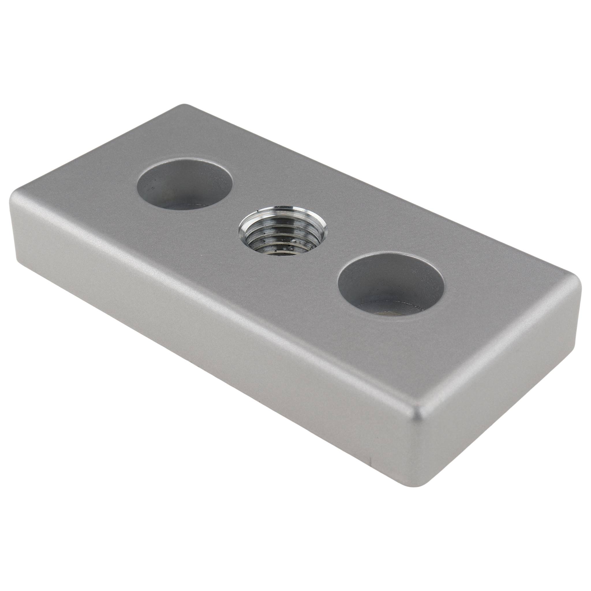 Platte, Transport- und Fußplatte M16, 50x100x16, Zink-Druckguß, pulverbeschichtet, alufarbig