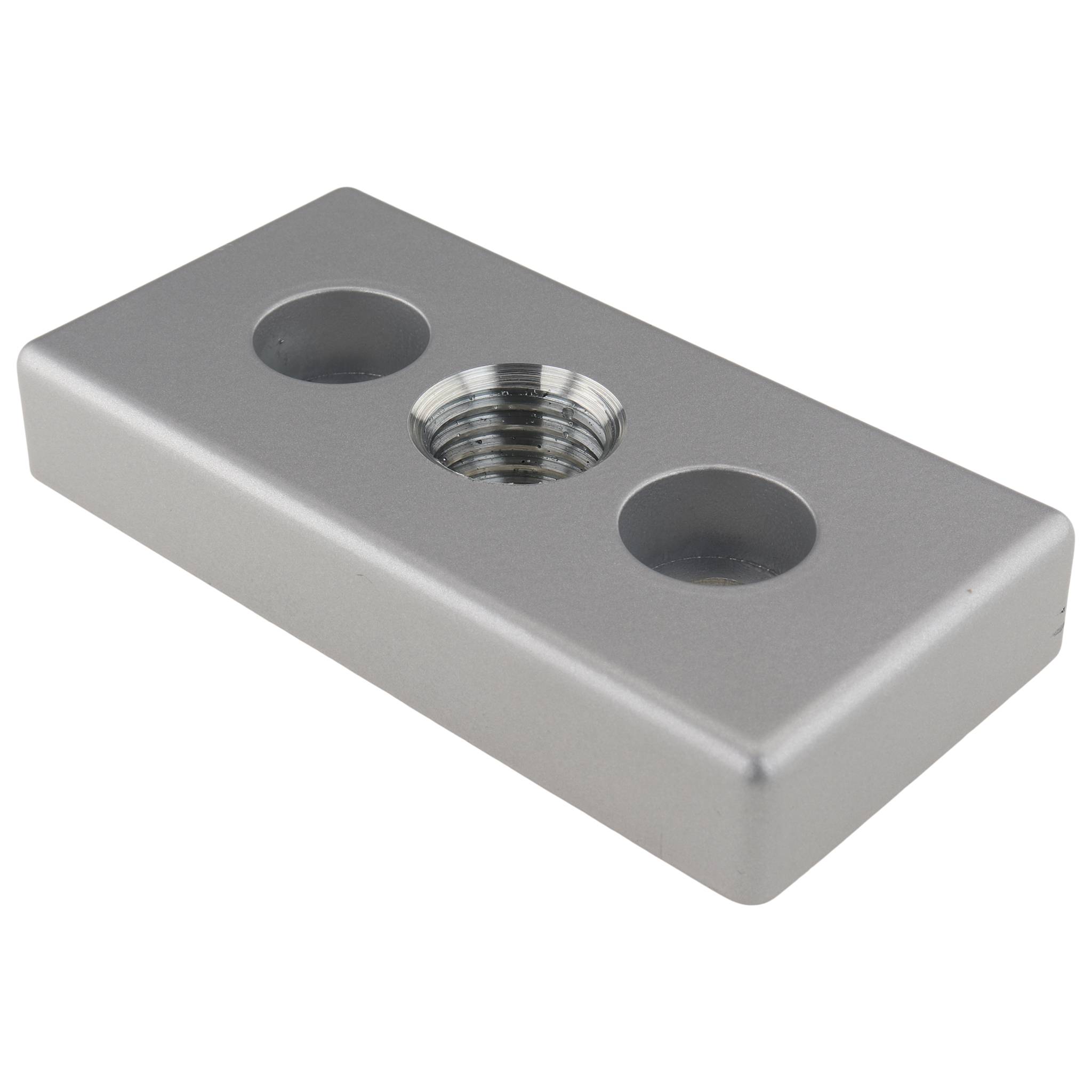 Platte, Transport- und Fußplatte M20, 50x100x16, Zink-Druckguß, pulverbeschichtet, alufarbig