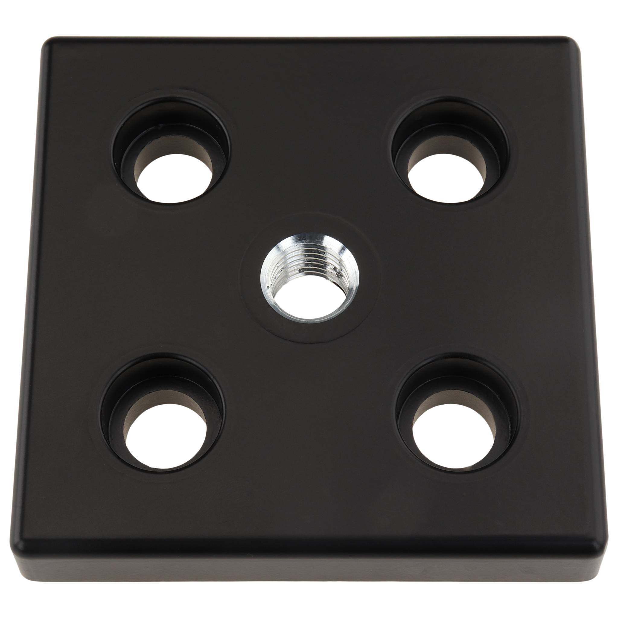 Platte, Transport- und Fußplatte M16, 100x100x16, Zink-Druckguß, pulverbeschichtet, schwarz