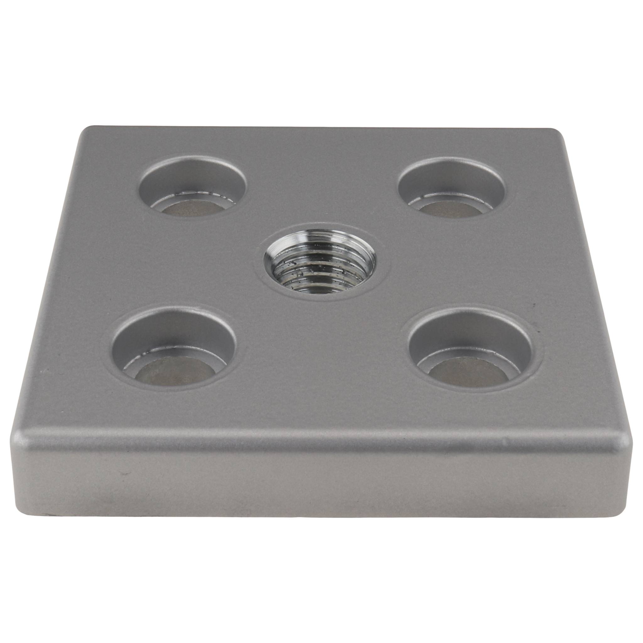 Platte, Transport- und Fußplatte M20, 100x100x16, Zink-Druckguß, pulverbeschichtet, alufarbig