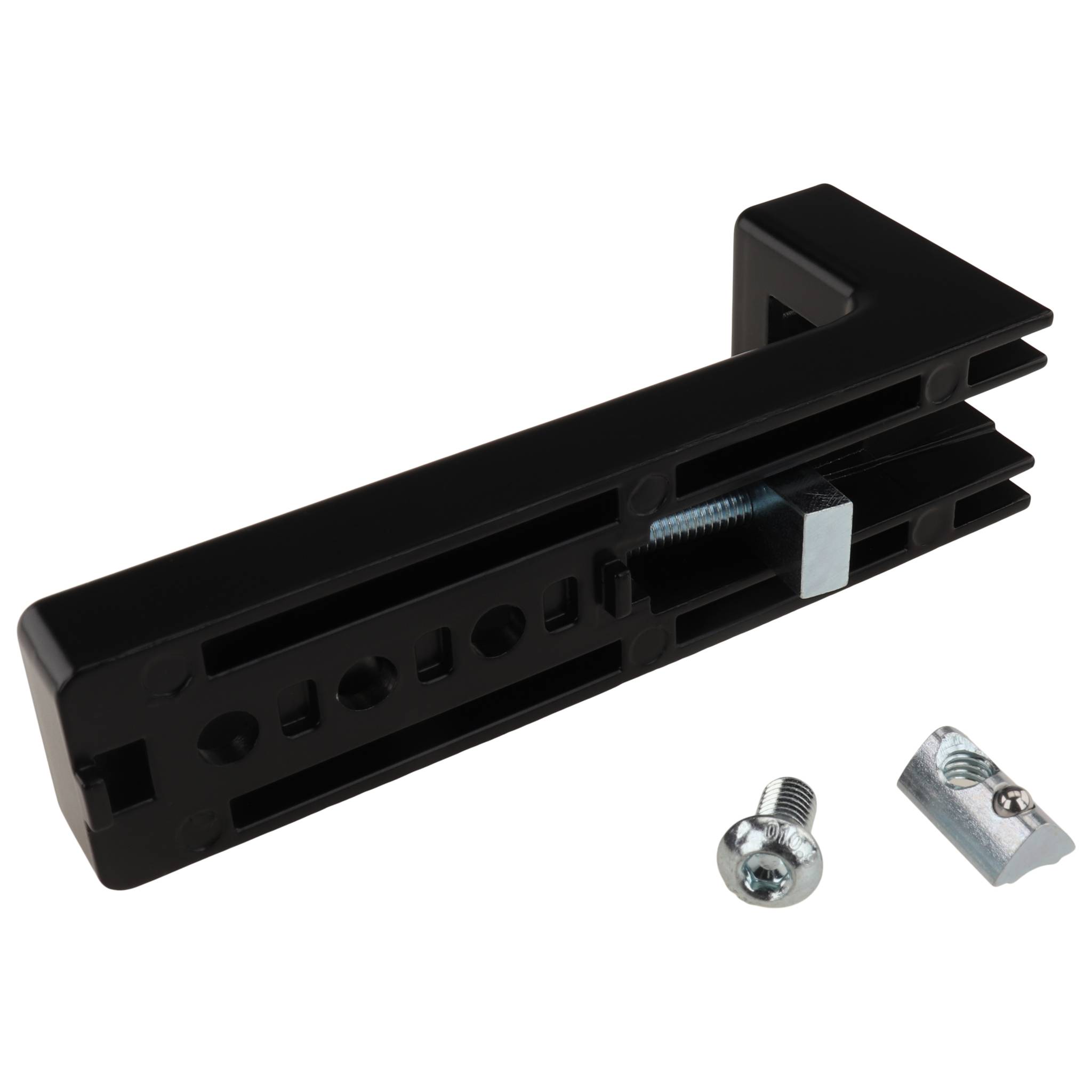 Winkel, Bodenwinkel, 120x15x45, Zink-Druckguß, pulverbeschichtet, schwarz