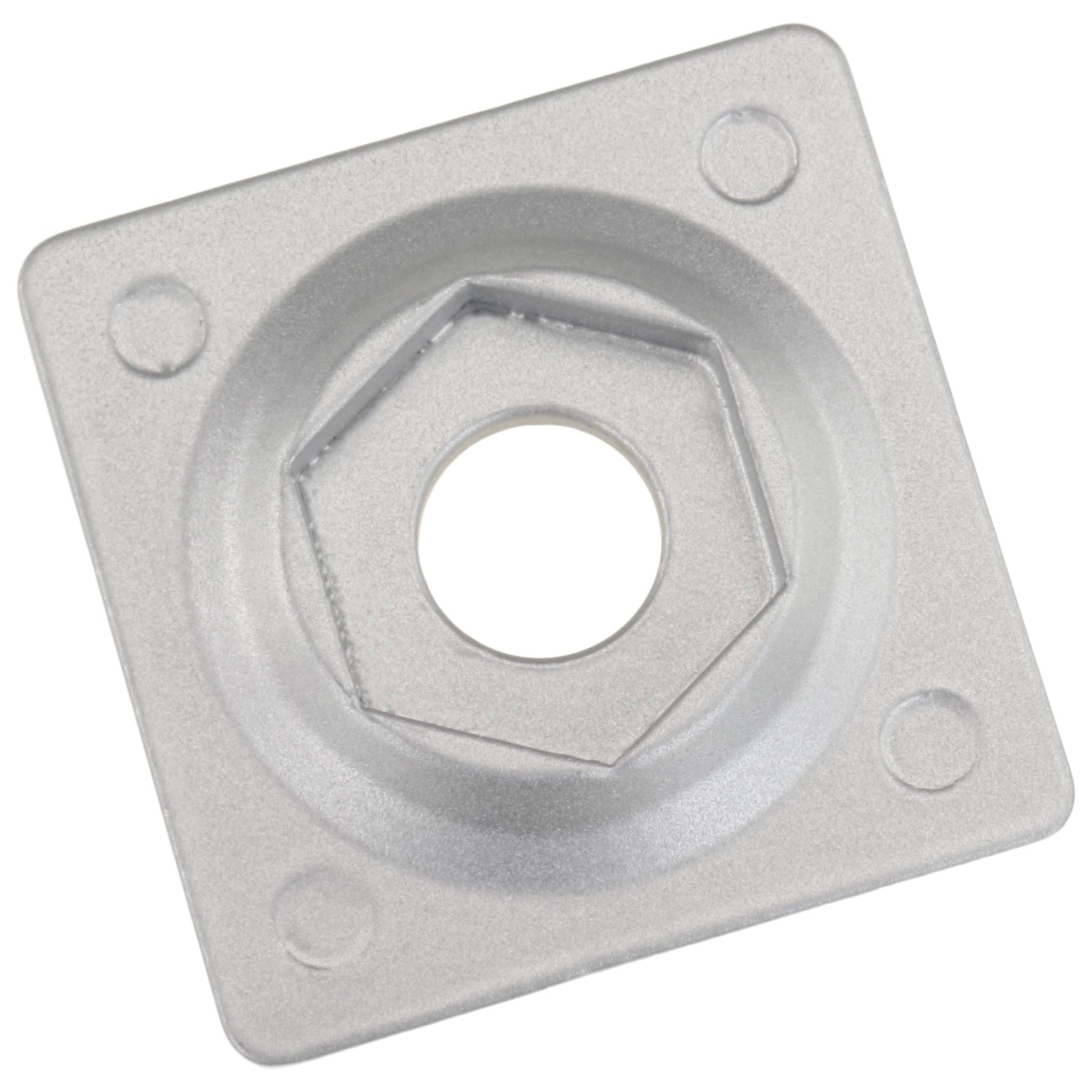 Platte, Adapterplatte, 45x45, Zink-Druckguß, pulverbeschichtet, alufarbig