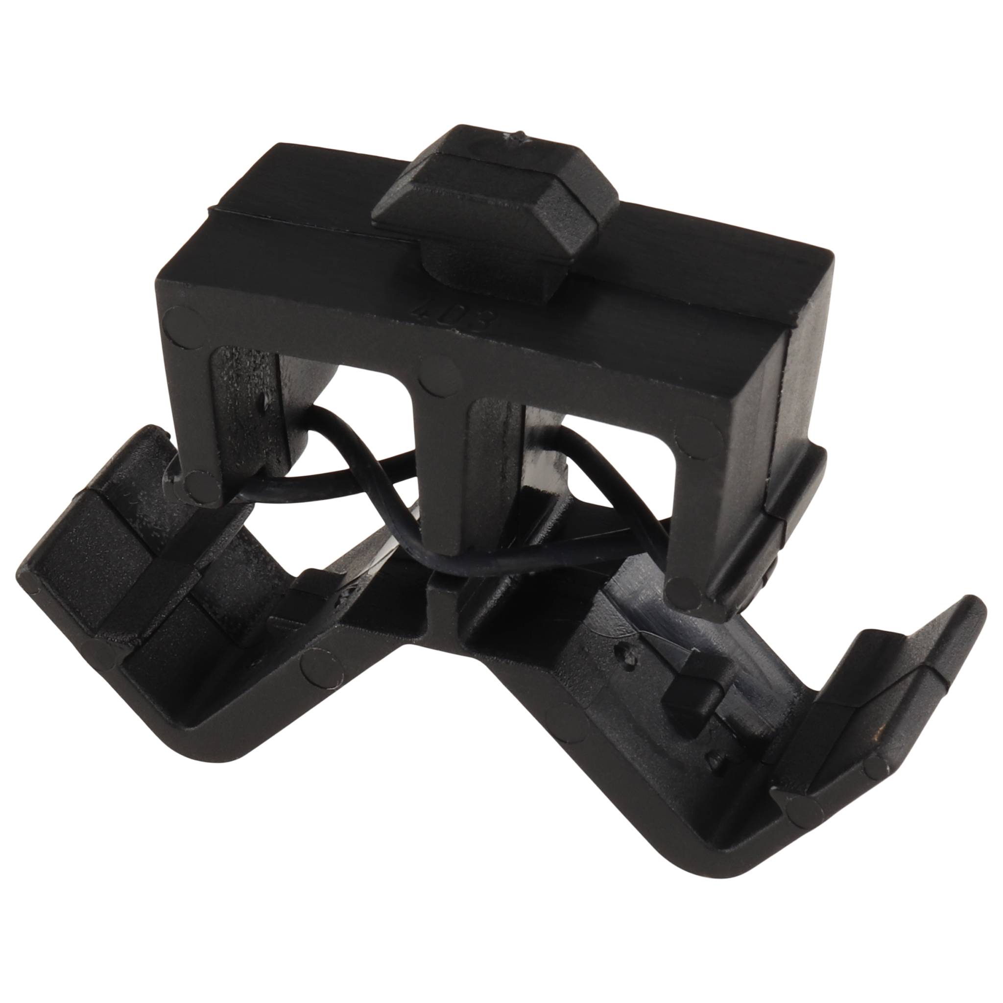 Kabelhalteblock, Clip-Kabelbinder - 2 Kammern - mit Hammer, 40x16x30, Kunststoff PA, roh, schwarz