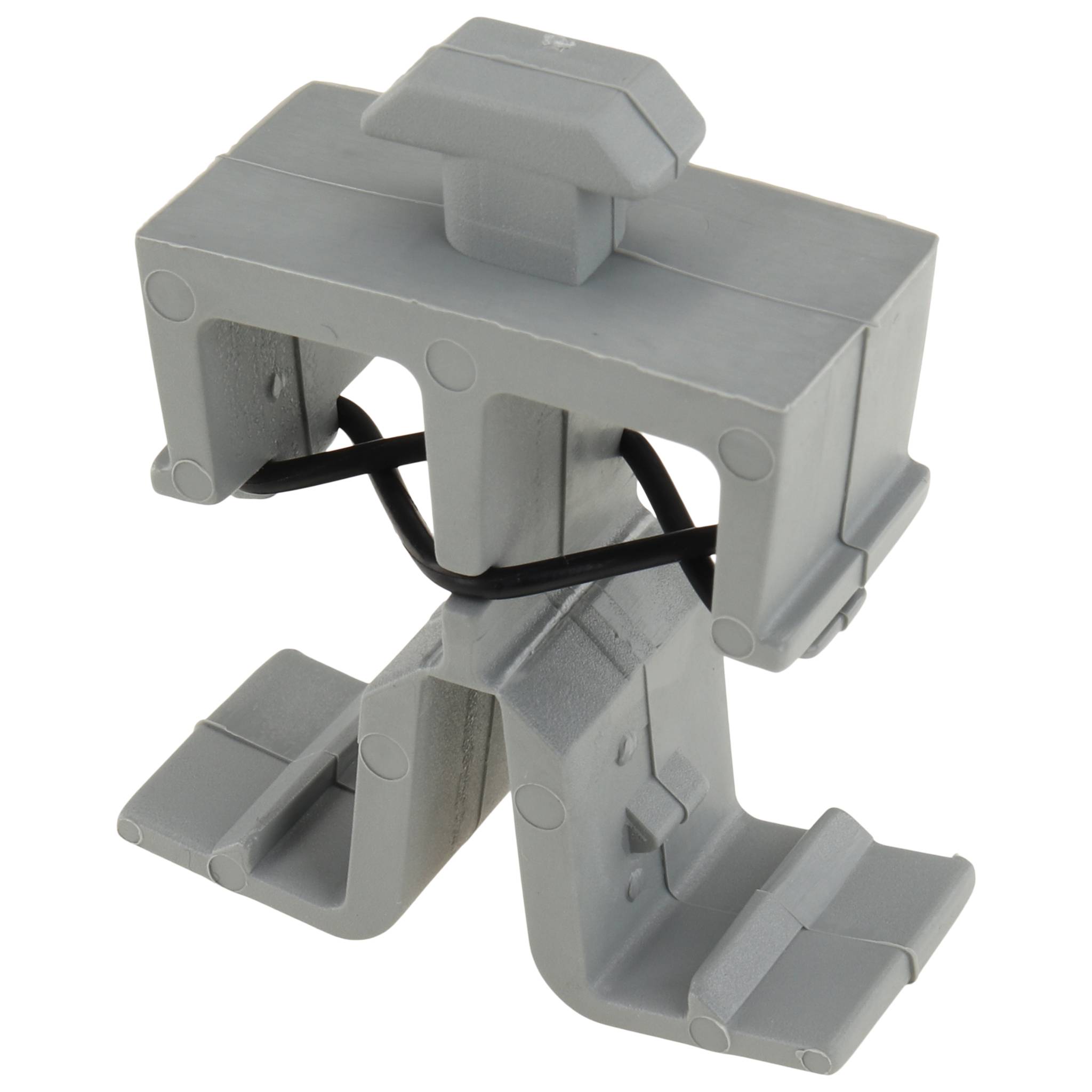 Kabelhalteblock, Clip-Kabelbinder - 2 Kammern - mit Hammer, 40x16x30, Kunststoff PA, roh, grau