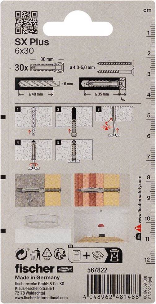 Fischer Deutschl. Dübel SX Plus SXPlus6x30K(VE30)