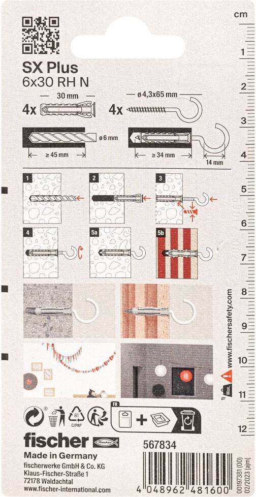 Fischer Deutschl. Dübel SX Plus SXPlus6x30RHNK(VE4)