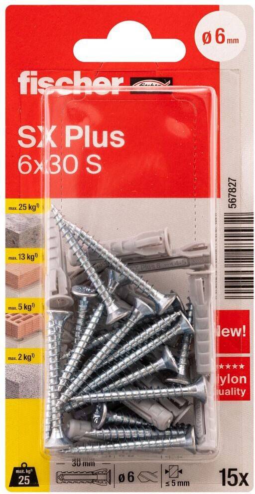 Fischer Deutschl. Dübel SX Plus SXPlus6x30SK(VE15)