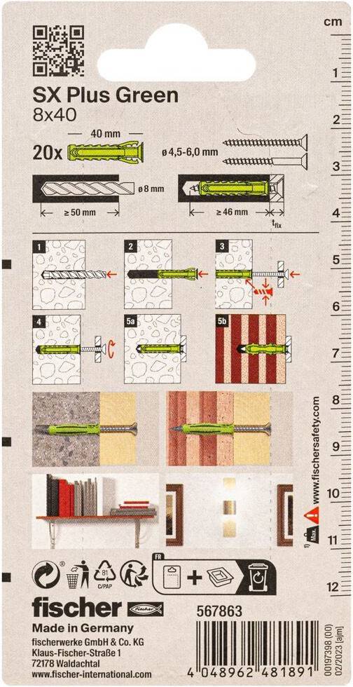 Fischer Deutschl. Dübel SX Plus SXPlus8x40K(VE20)