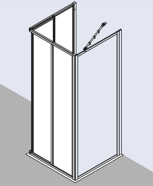 Kermi M100 EPL Eck-Halbt. L 2-tlg P-Tür 120x200cm SIMG mit Festfeld ESG klar