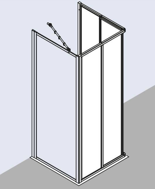 Kermi M100 EPL Eck-Halbt. L 2-tlg P-Tür 120x200cm SIMG mit Festfeld ESG klar
