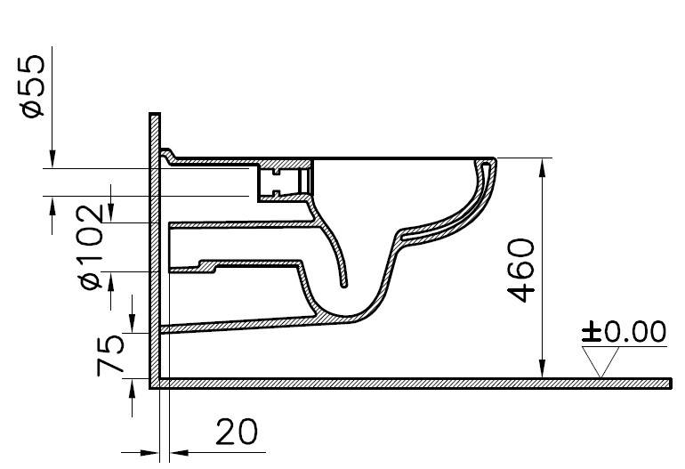 Vitra Bad C100 Wand-Tiefspül-WC spülrandlos 700mm Ausladung weiß