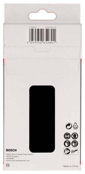 Eine weiße Kartonverpackung mit einem zentralen Ausschnitt, der das Produkt im Inneren sichtbar macht. Das Recycling-Symbol und die Zahl '21' in einem Kreis befinden sich am unteren Rand.