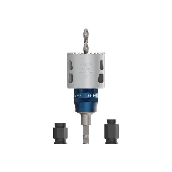 Bosch Lochsäge mit Schnellwechsel-Adapter und zwei zusätzlichen Adaptern. Geeignet zum Bohren von Löchern in verschiedenen Materialien.