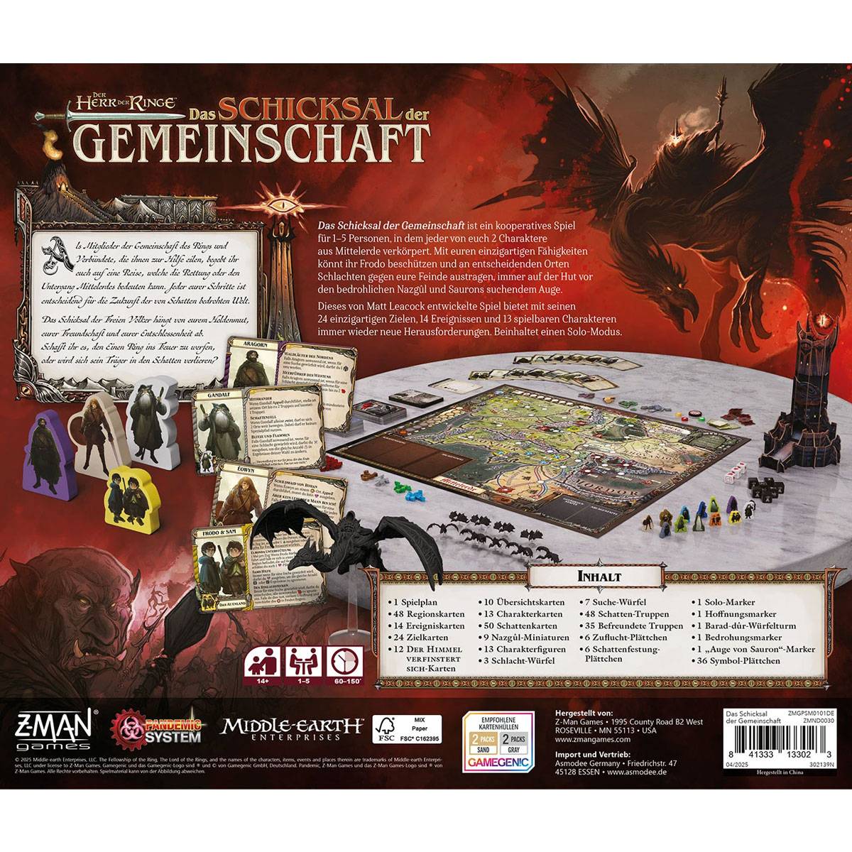 Z-MAN Games Der Herr der Ringe: Das Schicksal Der Gemeinschaft (DE) - Kooperatives Brettspiel