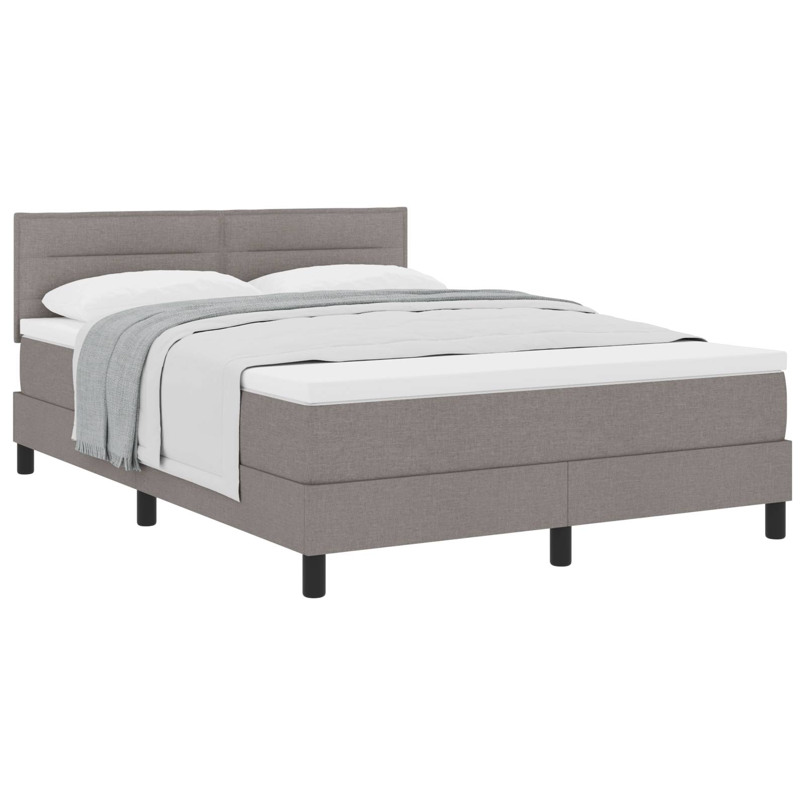 vidaXL Boxspringbett mit Matratze Taupe 140x200 cm Stoff