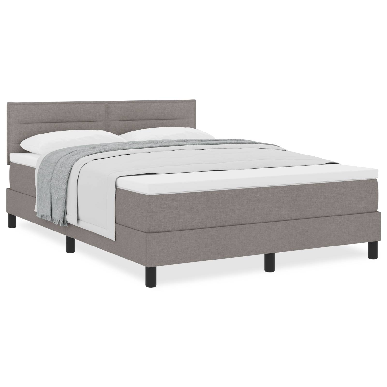 vidaXL Boxspringbett mit Matratze Taupe 140x200 cm Stoff