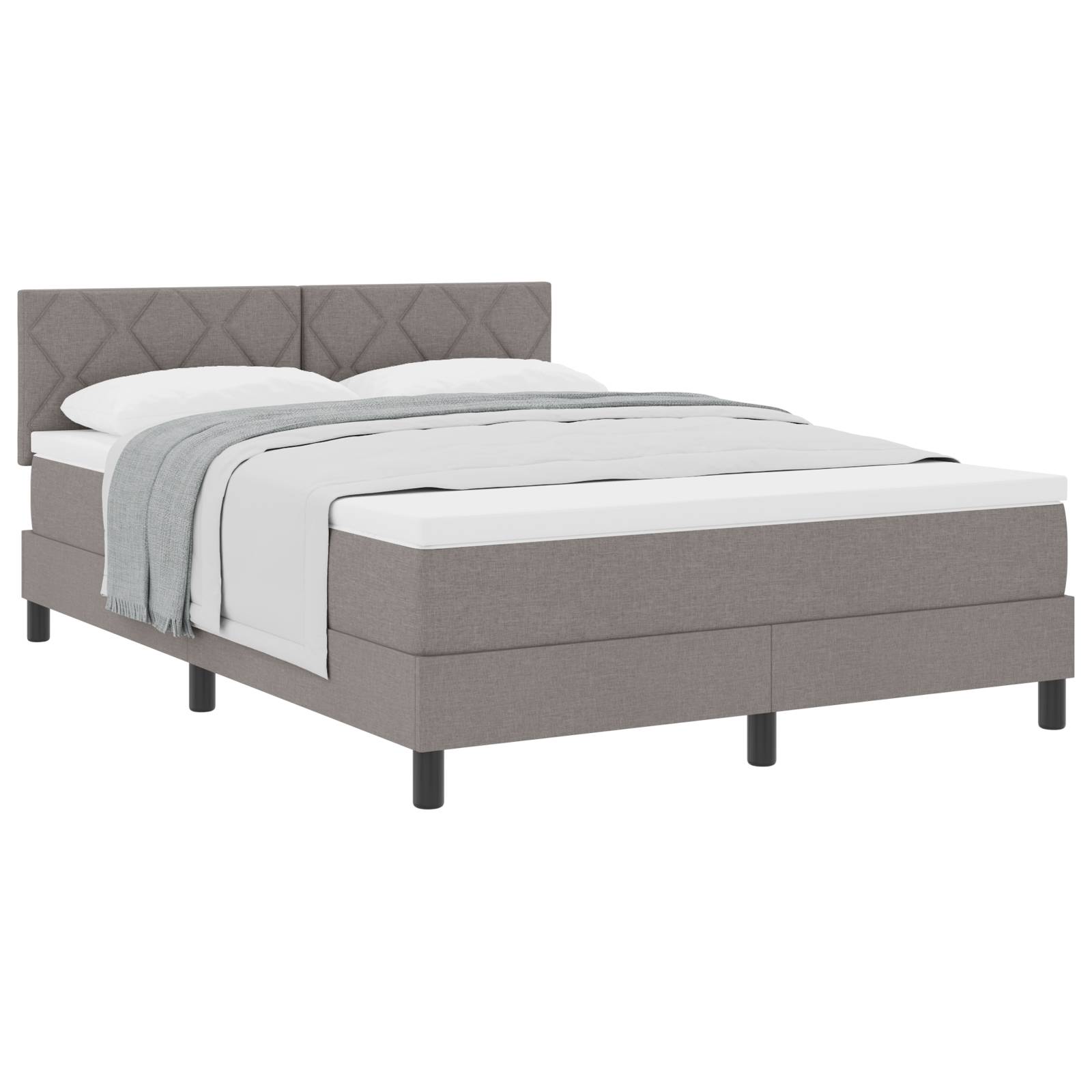 vidaXL Boxspringbett mit Matratze Taupe 160x200 cm Stoff