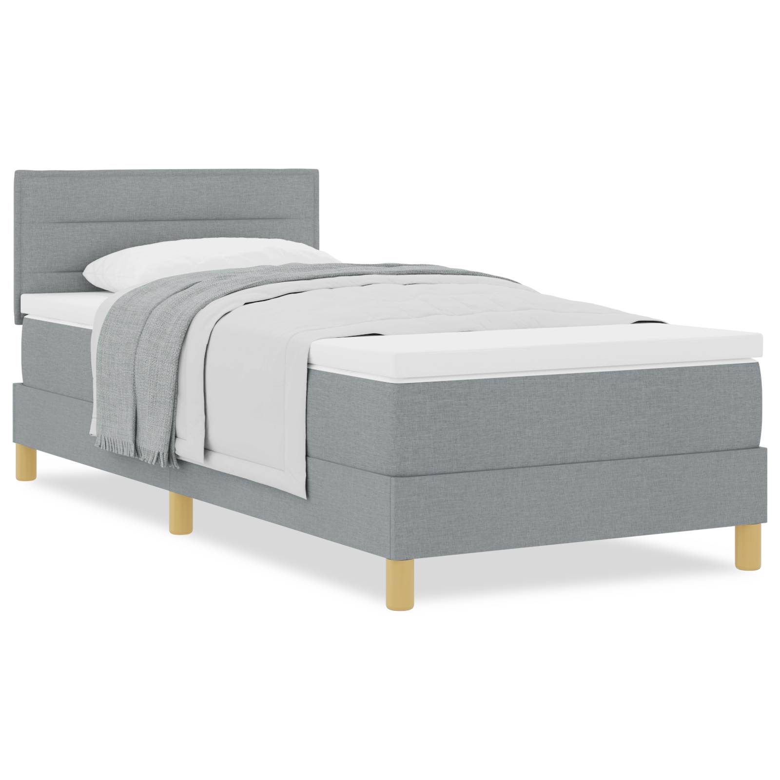 vidaXL Boxspringbett mit Matratze Hellgrau 80x200 cm Stoff