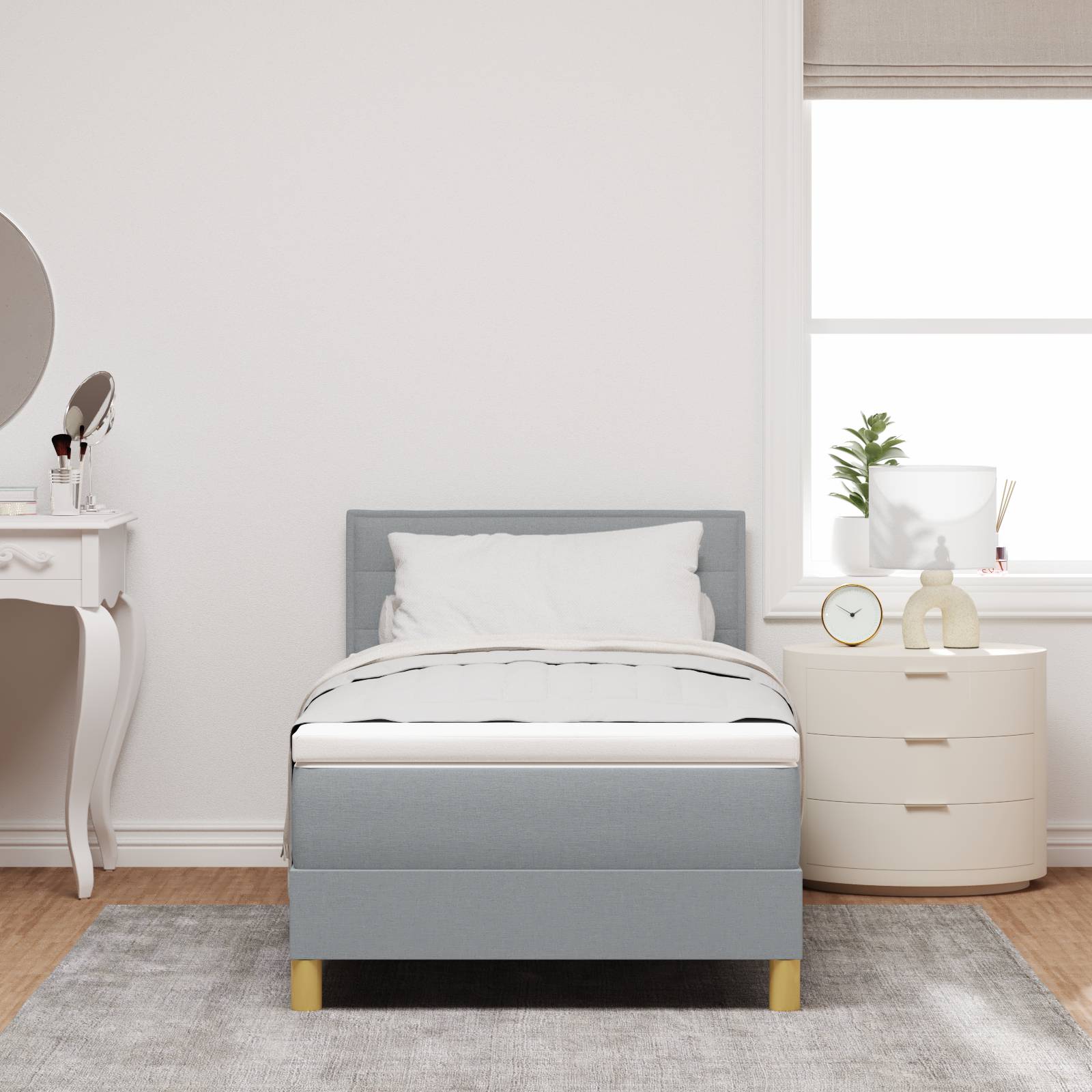 vidaXL Boxspringbett mit Matratze Hellgrau 80x200 cm Stoff