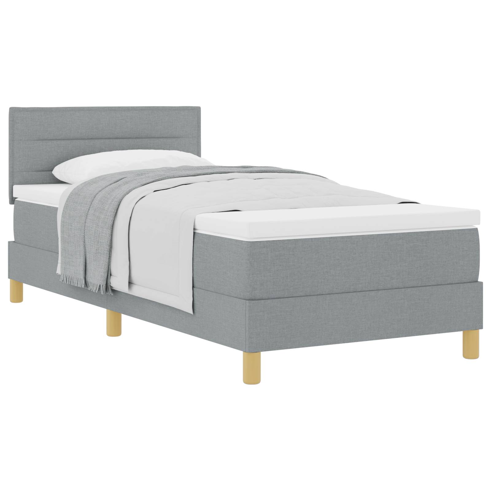 vidaXL Boxspringbett mit Matratze Hellgrau 80x200 cm Stoff