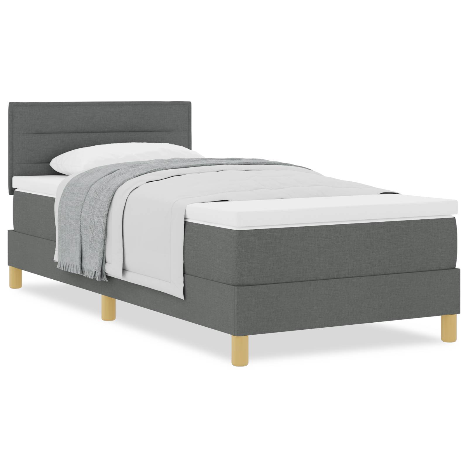 vidaXL Boxspringbett mit Matratze Dunkelgrau 90x190 cm Stoff