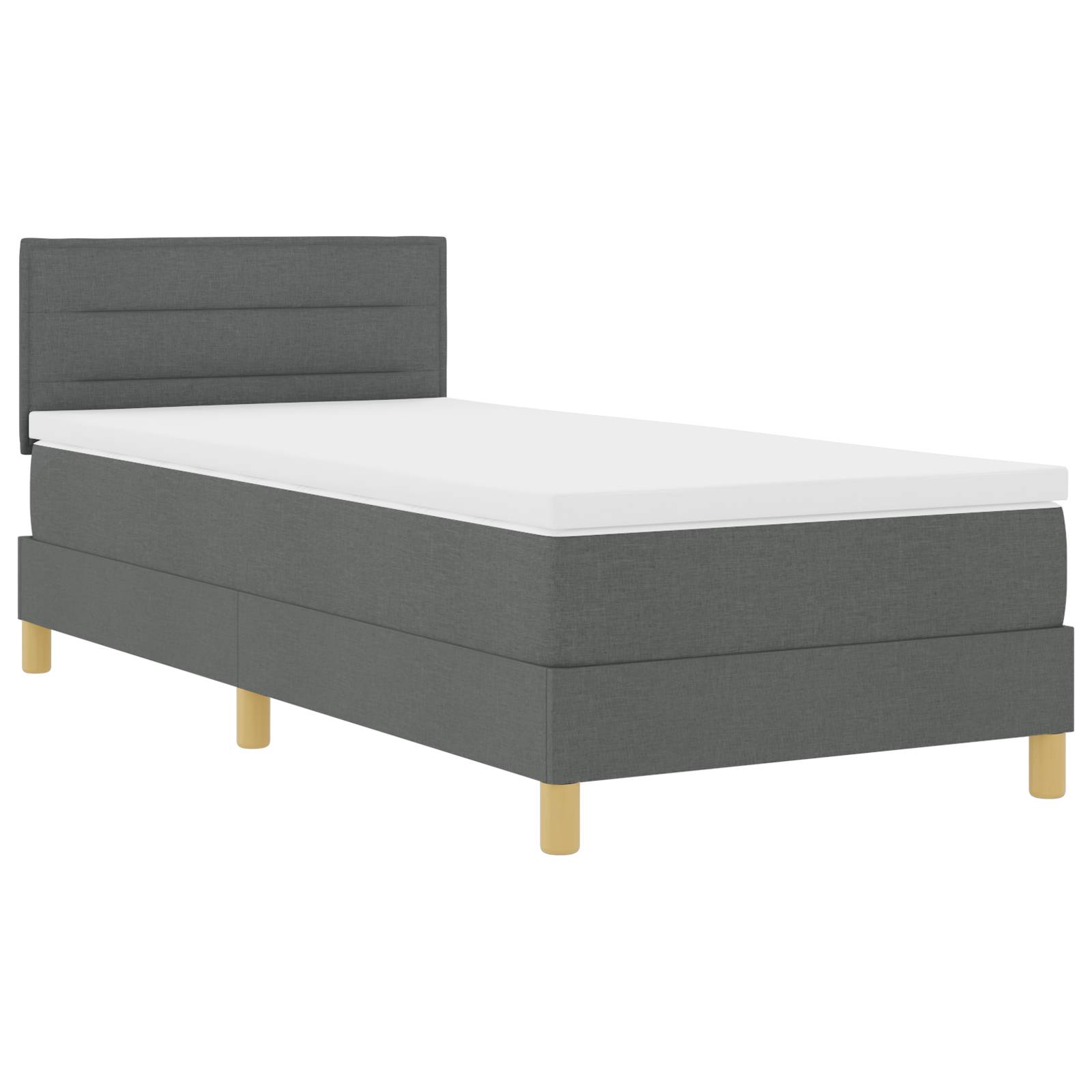 vidaXL Boxspringbett mit Matratze Dunkelgrau 90x200 cm Stoff